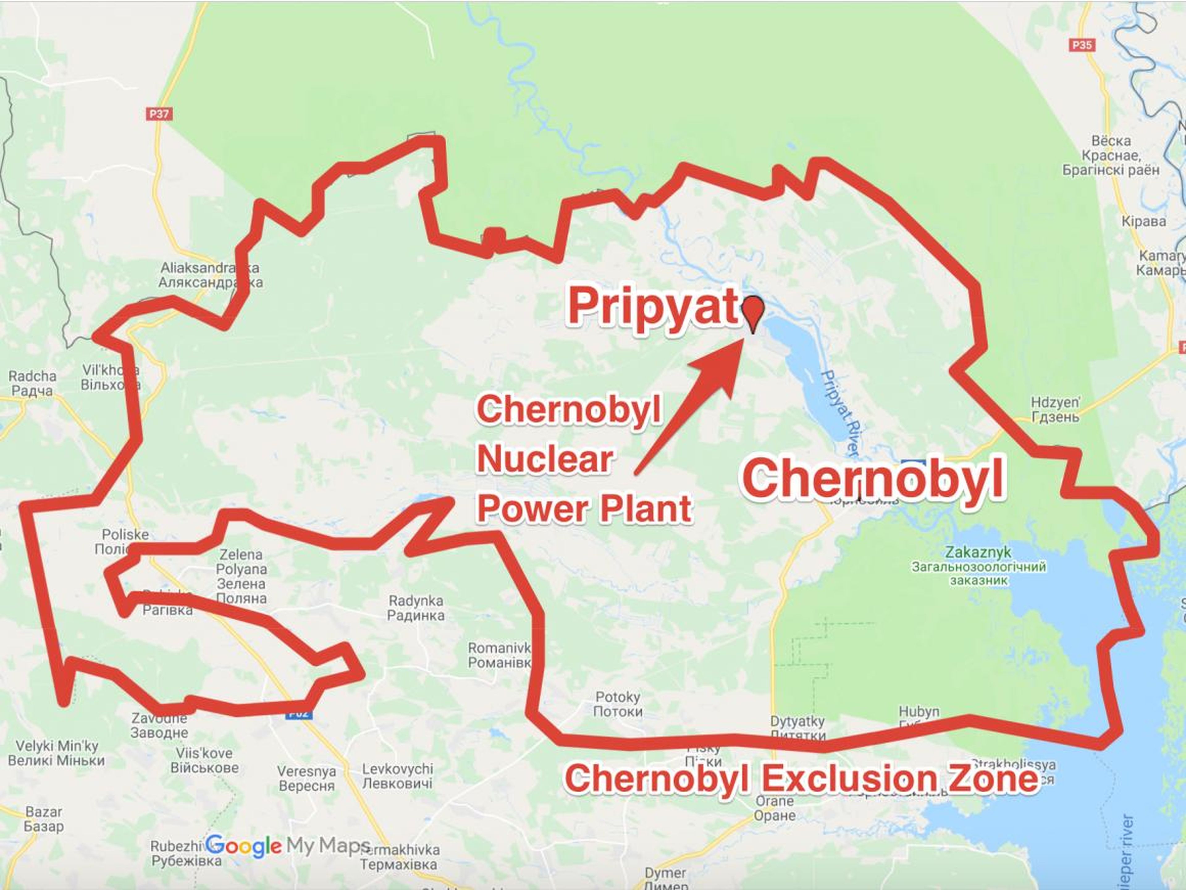La planta de energía nuclear de Chernobyl está realmente más cerca de la ciudad ahora abandonada de Pripyat que de la ciudad de Chernobyl.