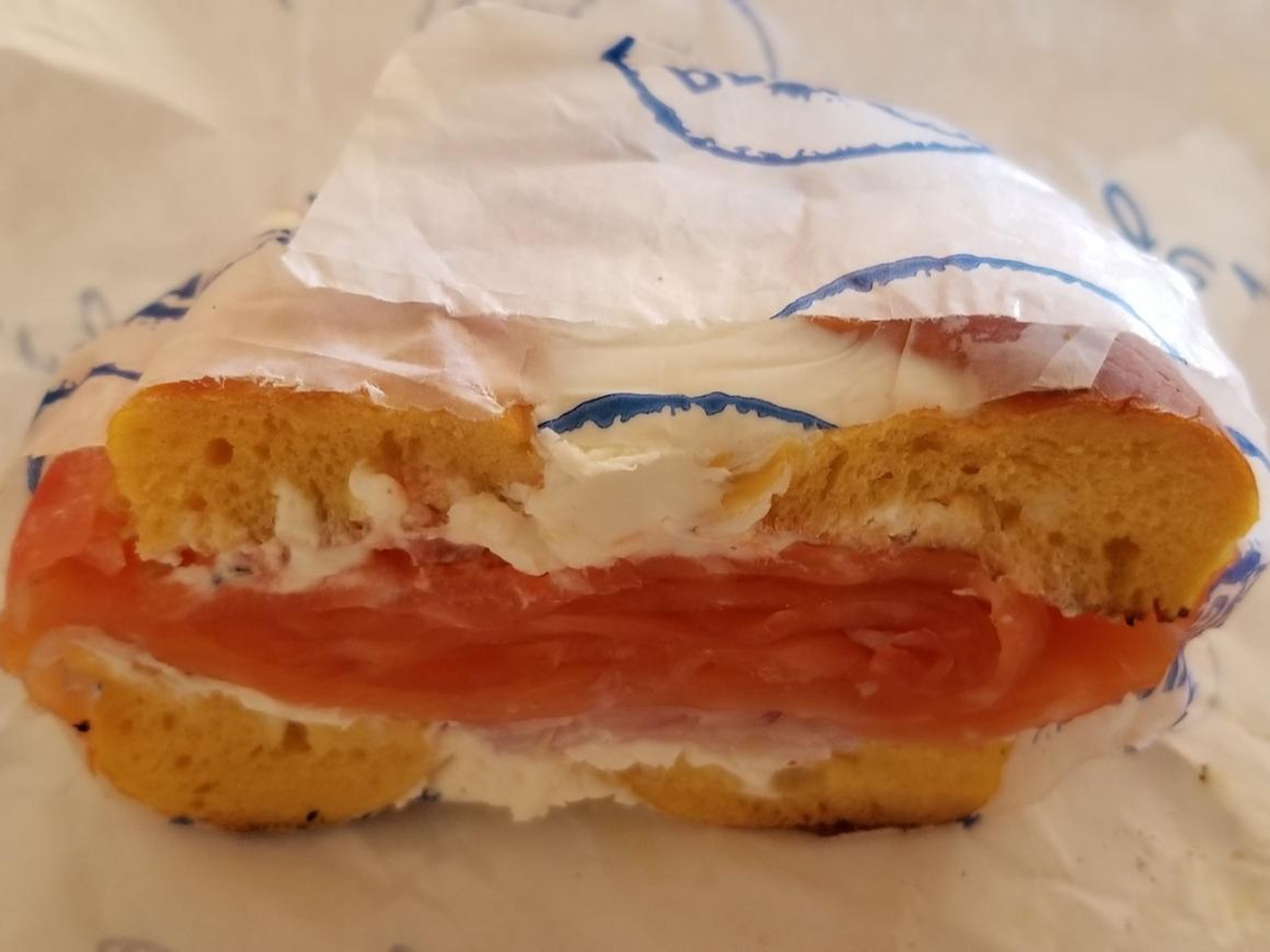 Sabatier is a fan of eggs and everything bagels. An hour after walking Walter, he grabs breakfast. Today, it's Bergen Bagels, which he says is home to "the best lox bagel in NYC."