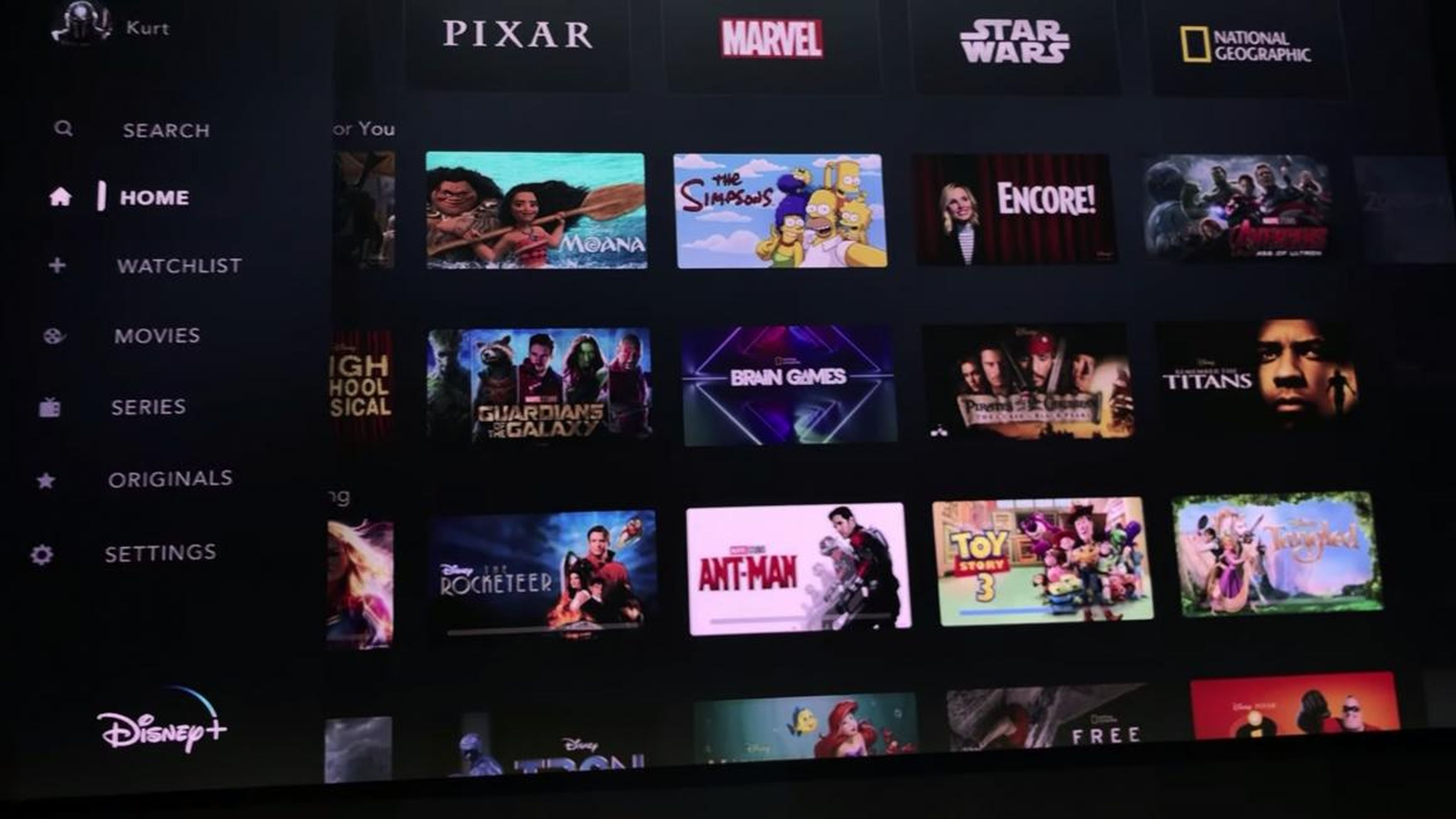 Similar to Netflix, you'll have a sidebar on the left where you can jump to different sections, like movies and originals.