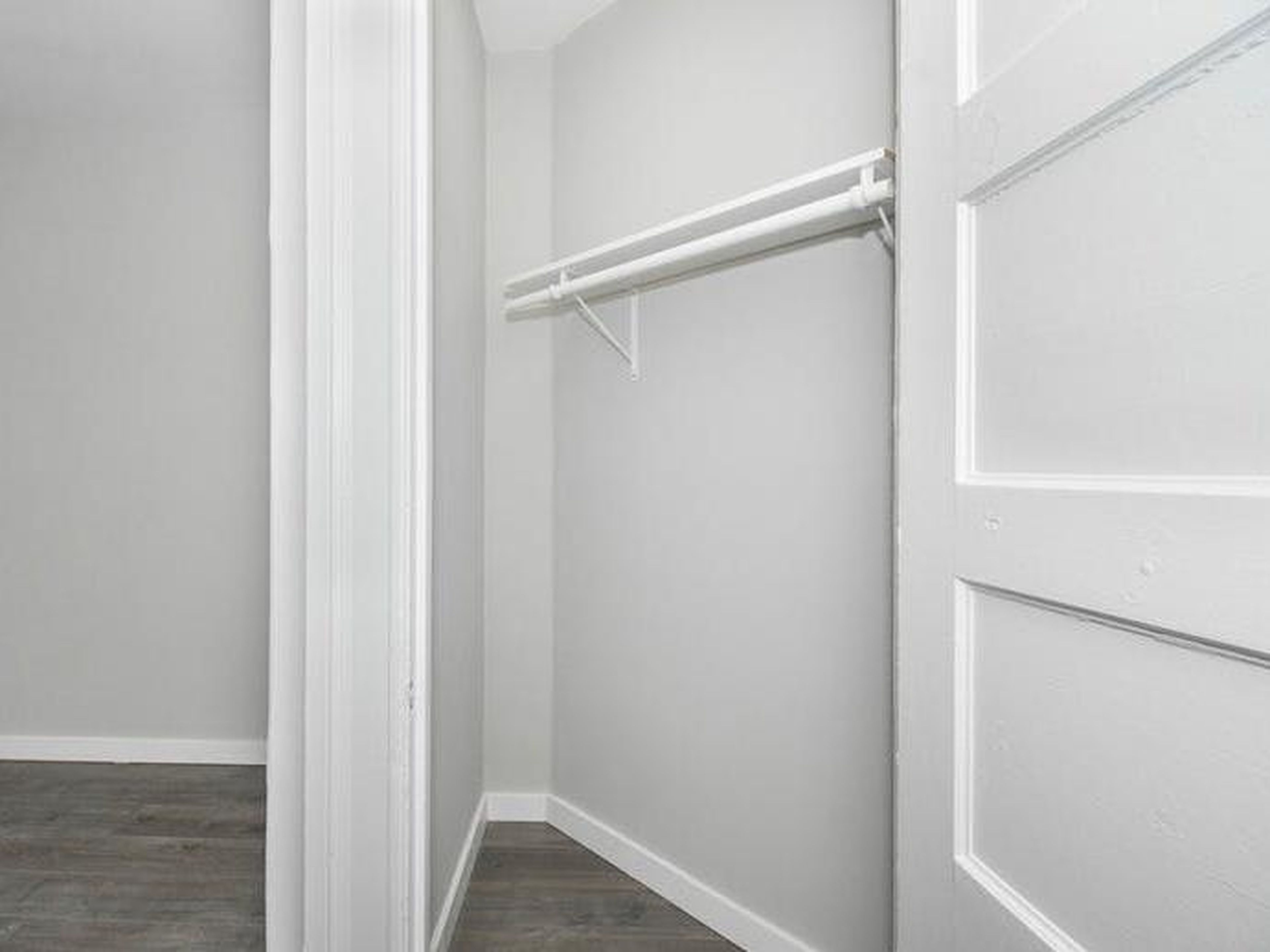 The studio did manage to squeeze in some space for a triangular closet, which is also next to the front door.