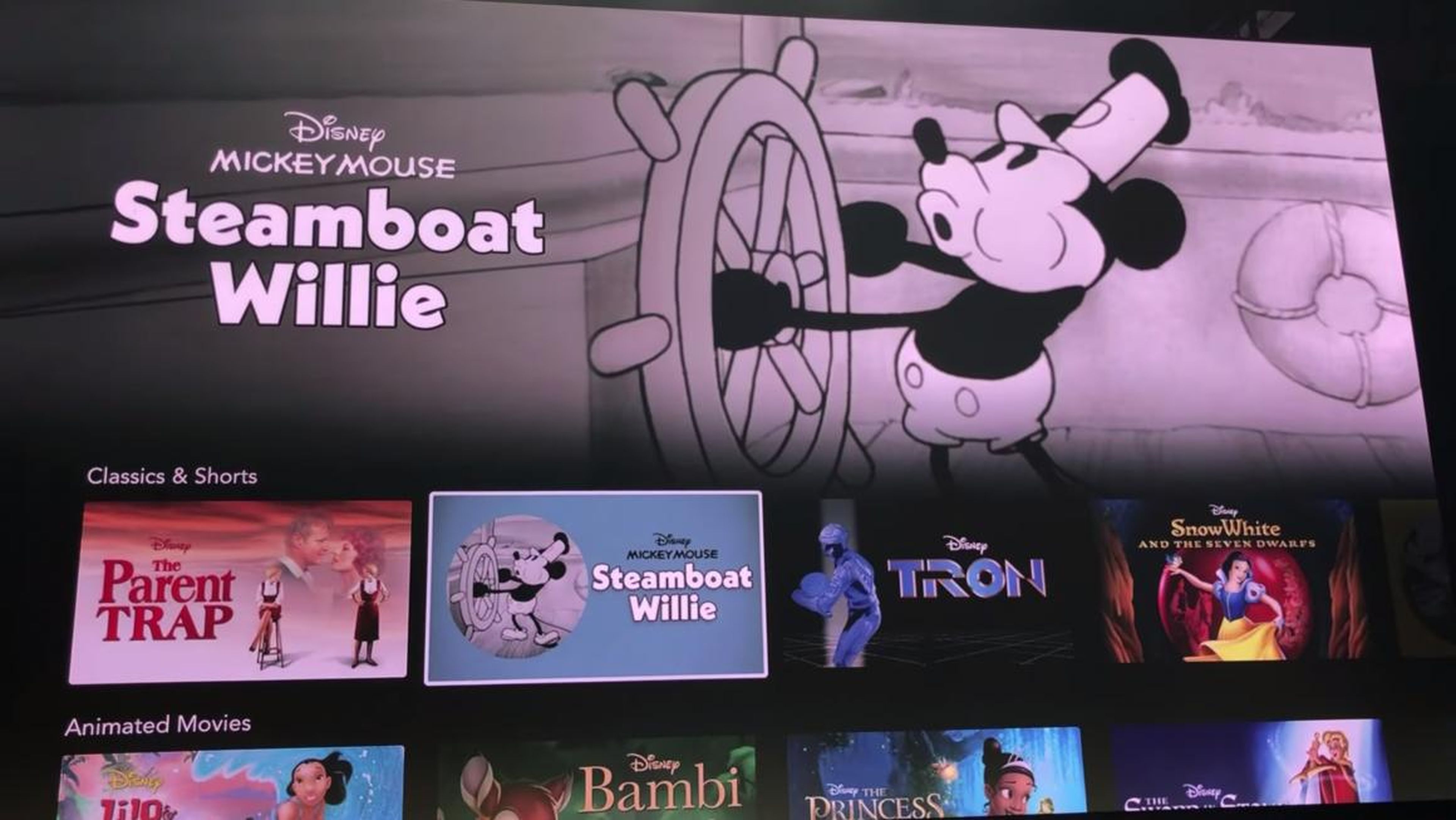 Thanks to the demo, we got to see a handful of titles confirmed for Disney Plus, including old favorites like "The Parent Trap" and "Steamboat Willie" as well as newer classics like "Moana," "Remember The Titans," and "Lilo and