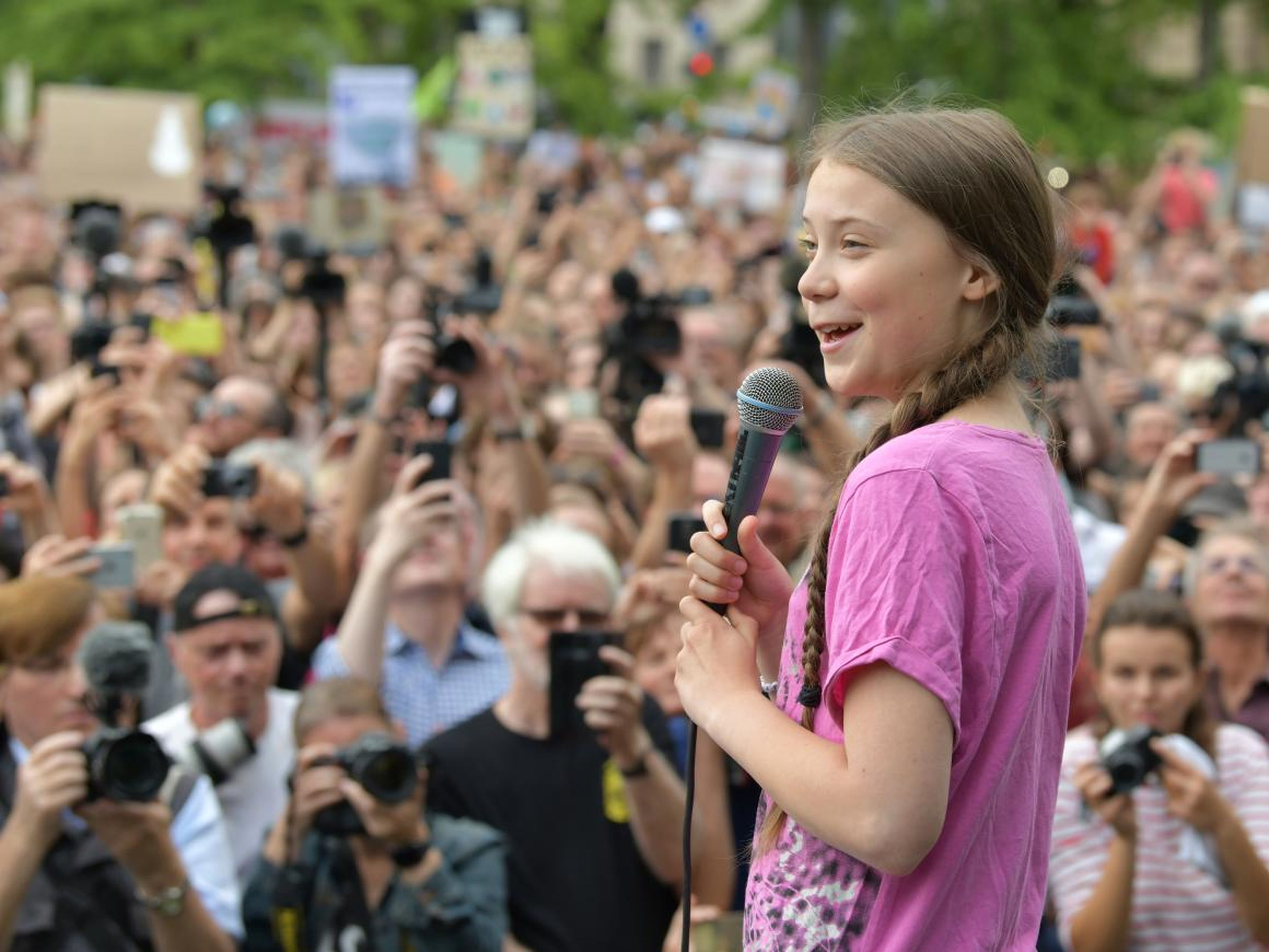 Greta Thunberg speaks at the school strike demonstration "Fridays for Future" in Berlin, Germany, July 19, 2019.