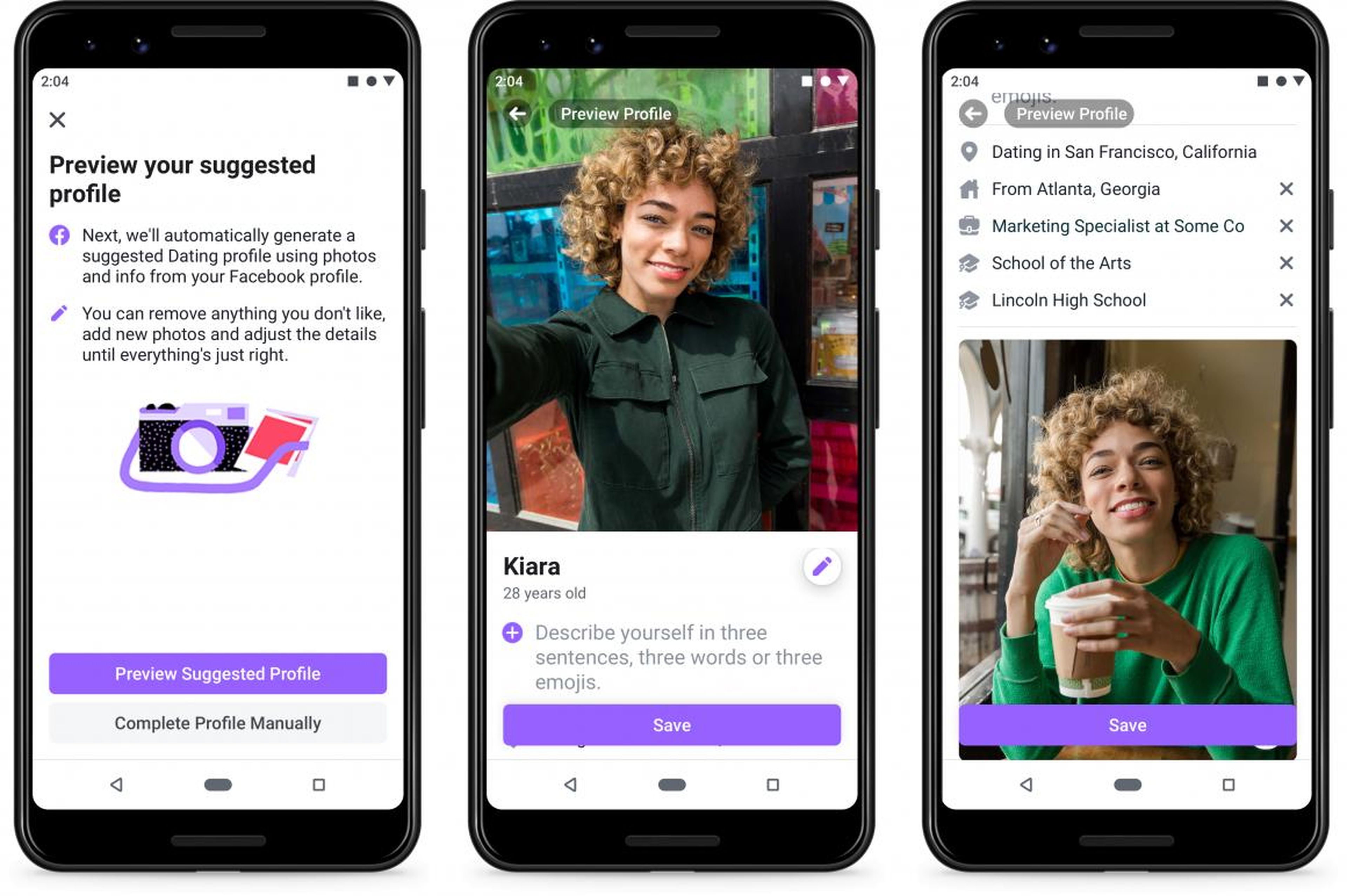 Unsurprisingly, Facebook Dating allows users to automatically fill in their profiles will information from their Facebook profile. It's something that other dating apps have done before, both to make it easy to get started, and to