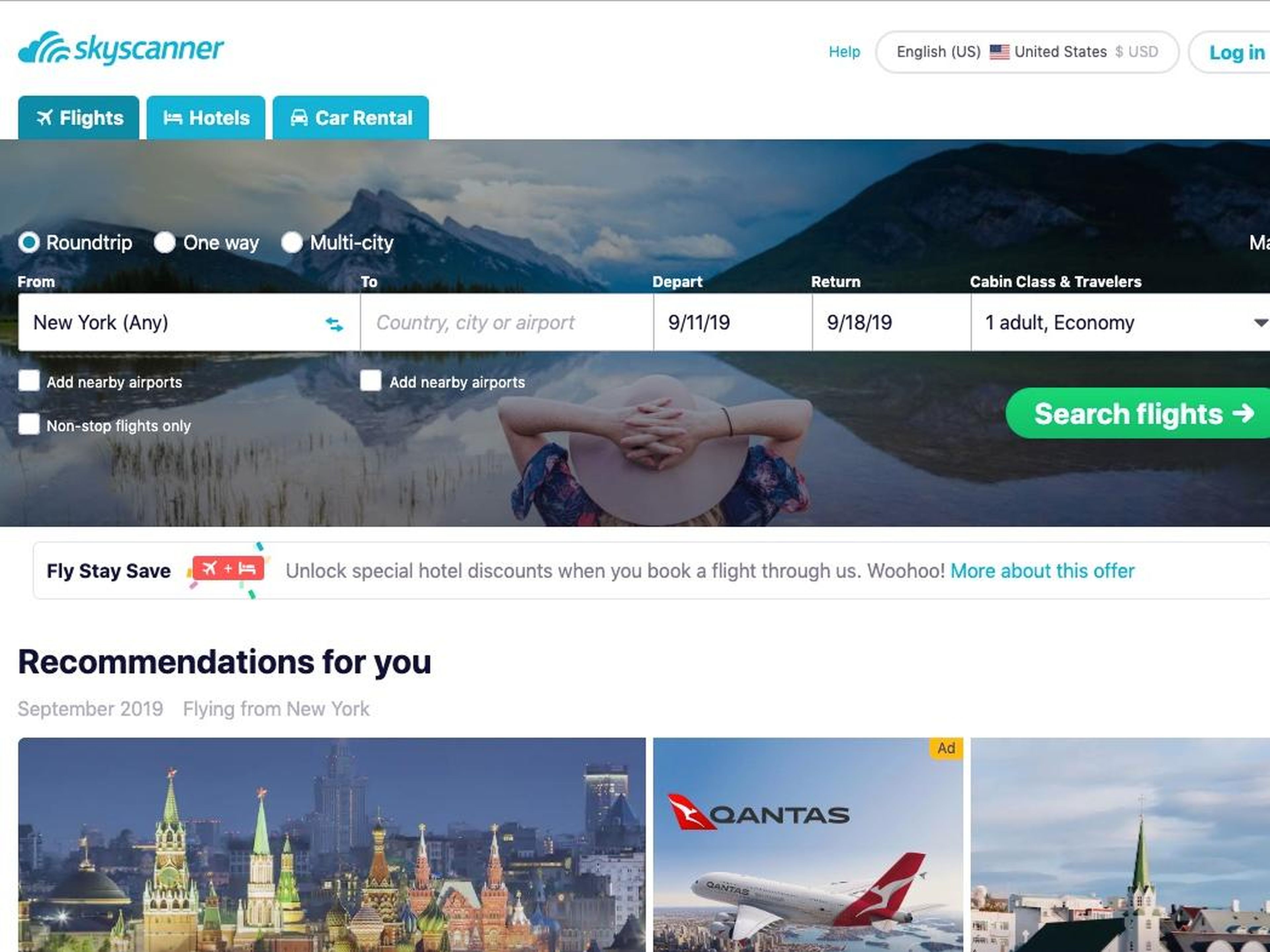 Use the website Skyscanner to find the lowest fares