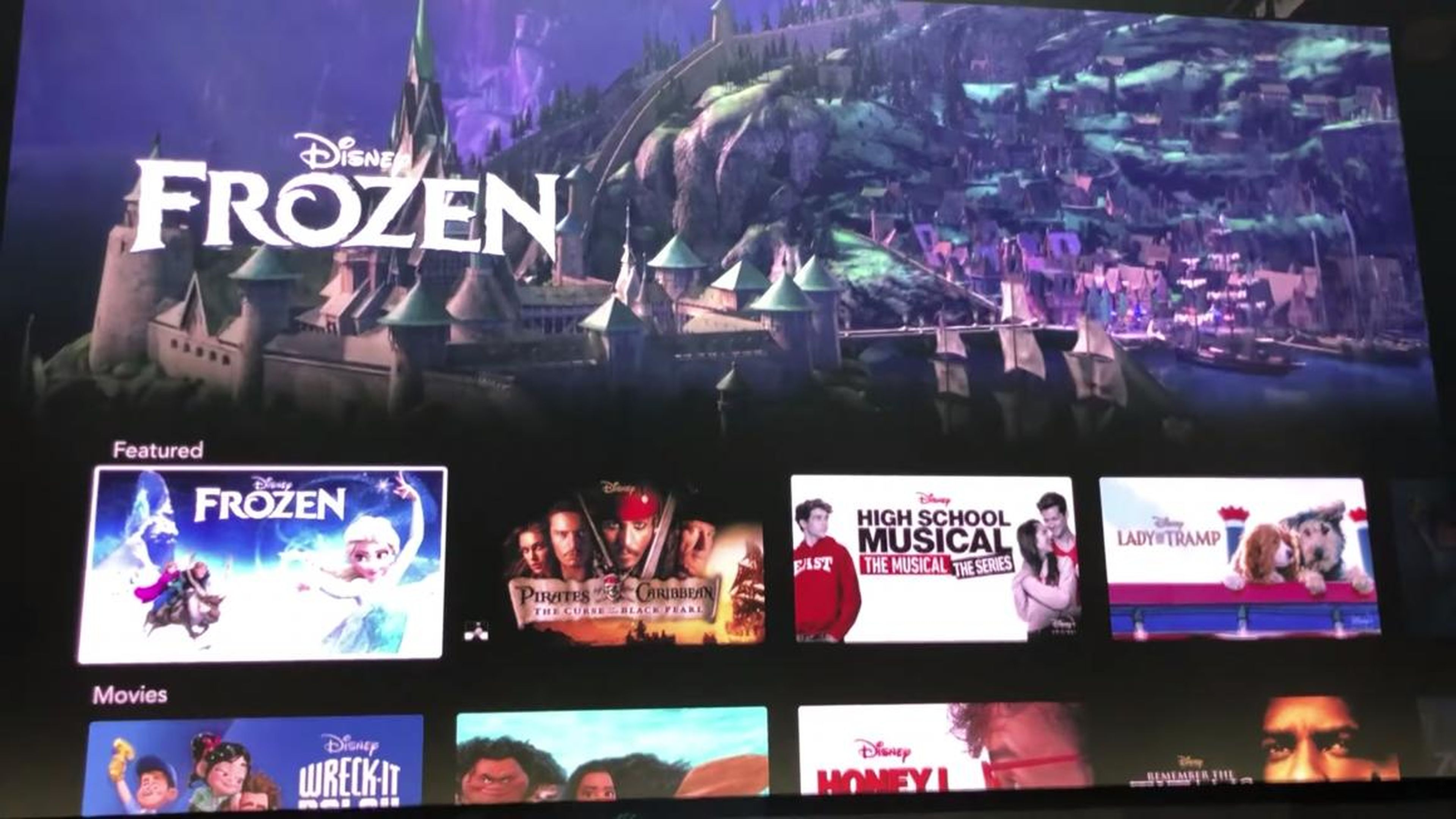 When you hover over a piece of content, like Disney's "Frozen," a brief trailer will automatically play at the top of the screen.