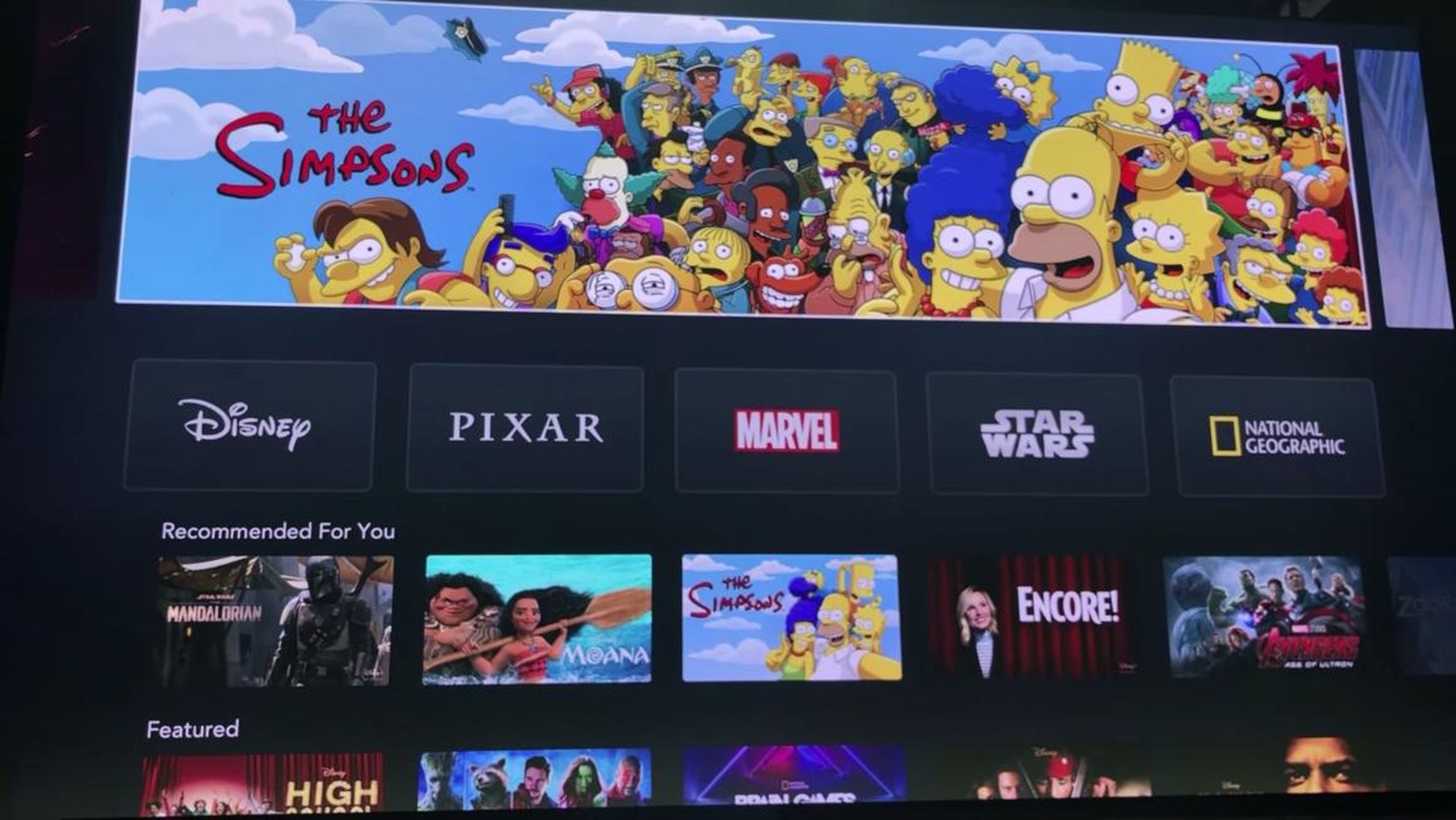 You can scroll along the top to see featured items, including new movies like "Captain Marvel" and fan favorites like "The Simpsons."