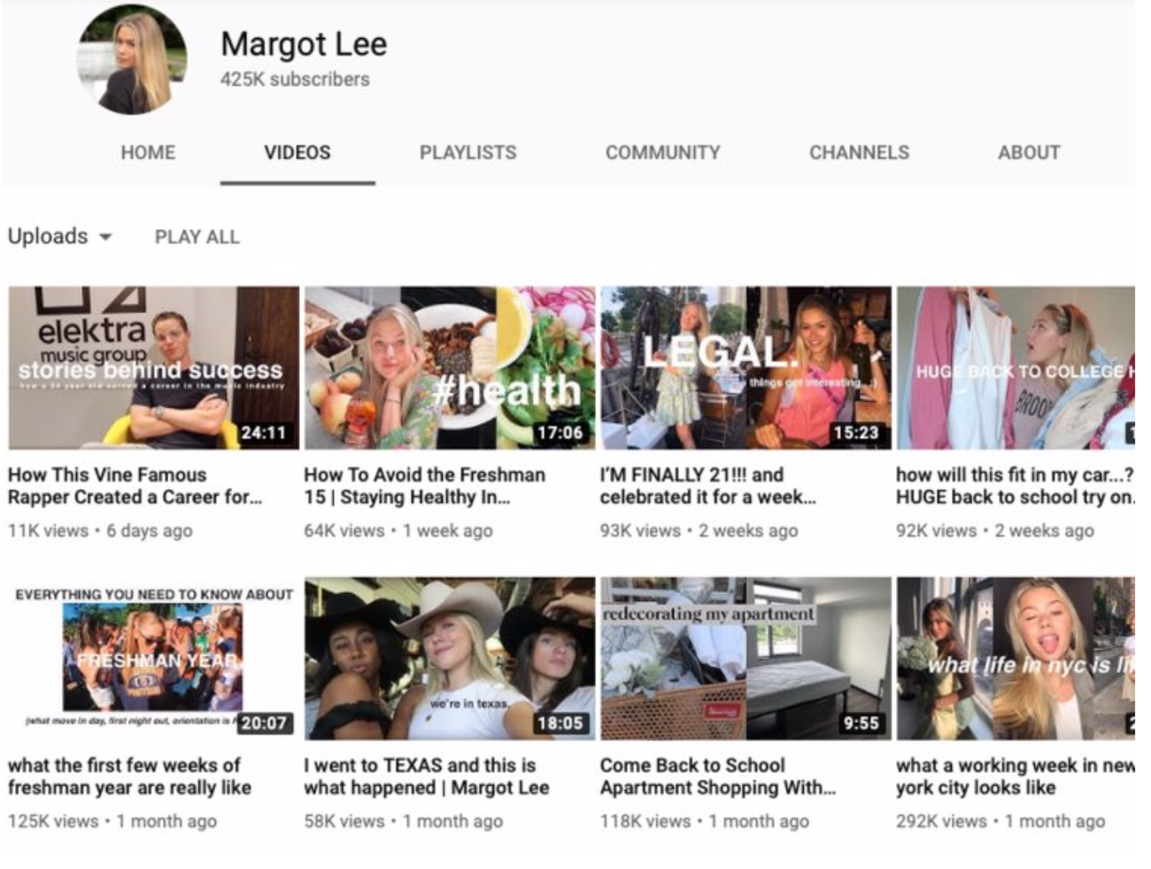 Canal de YouTube de Margot