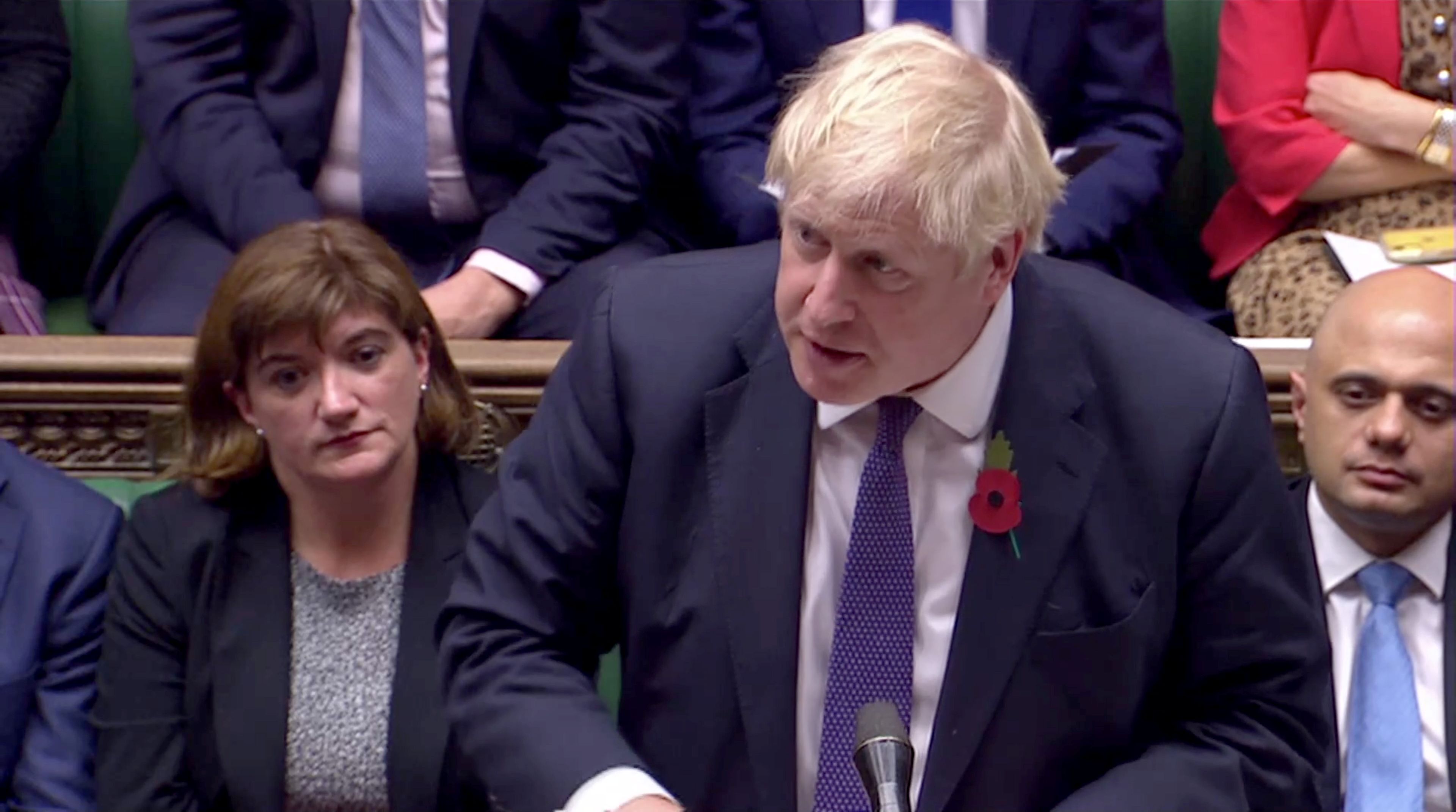 Boris Johnson, primer ministro de Reino Unido, durante una sesión en el Parlamento británico.