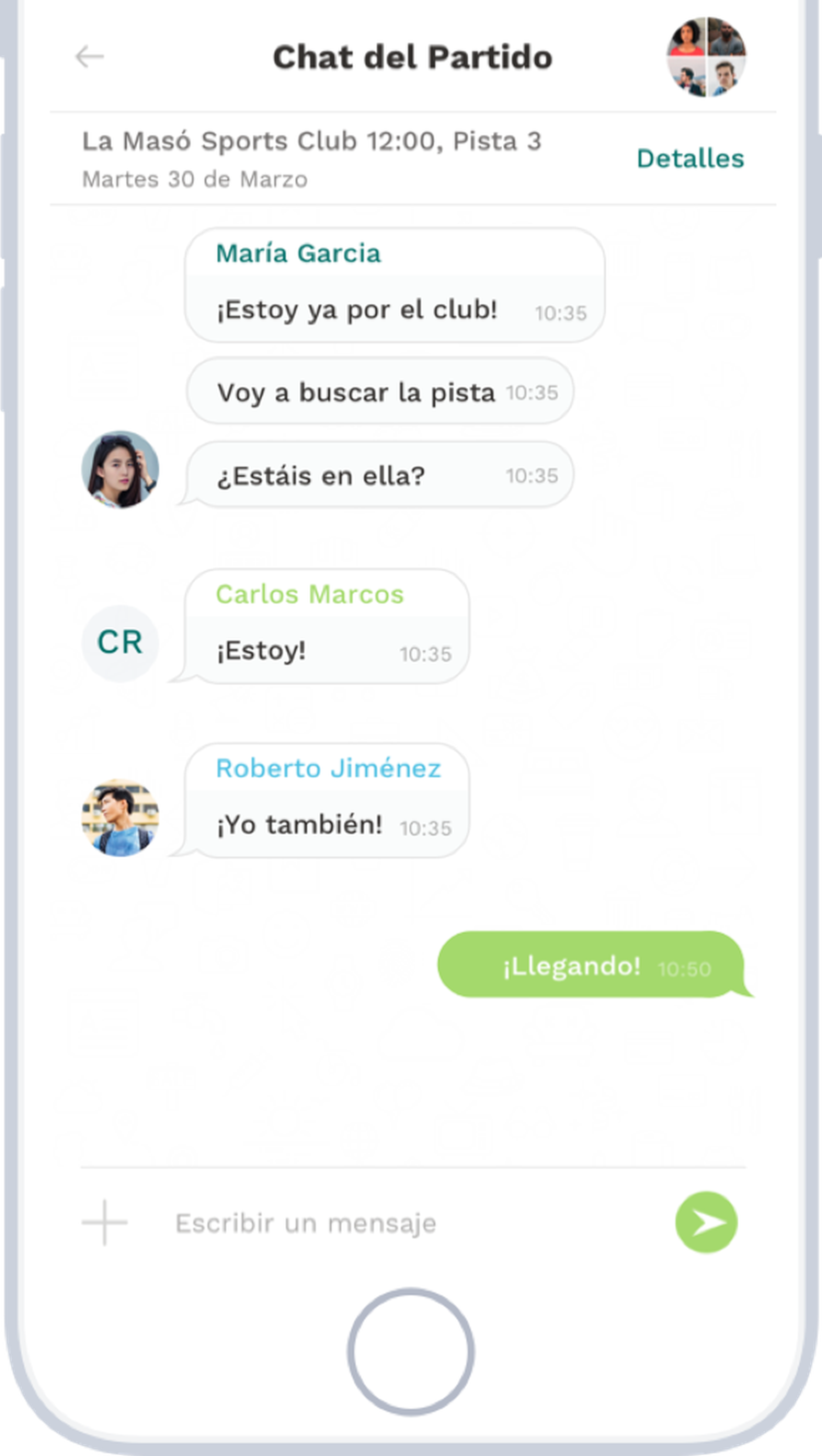 Chat aplicación Playtomic
