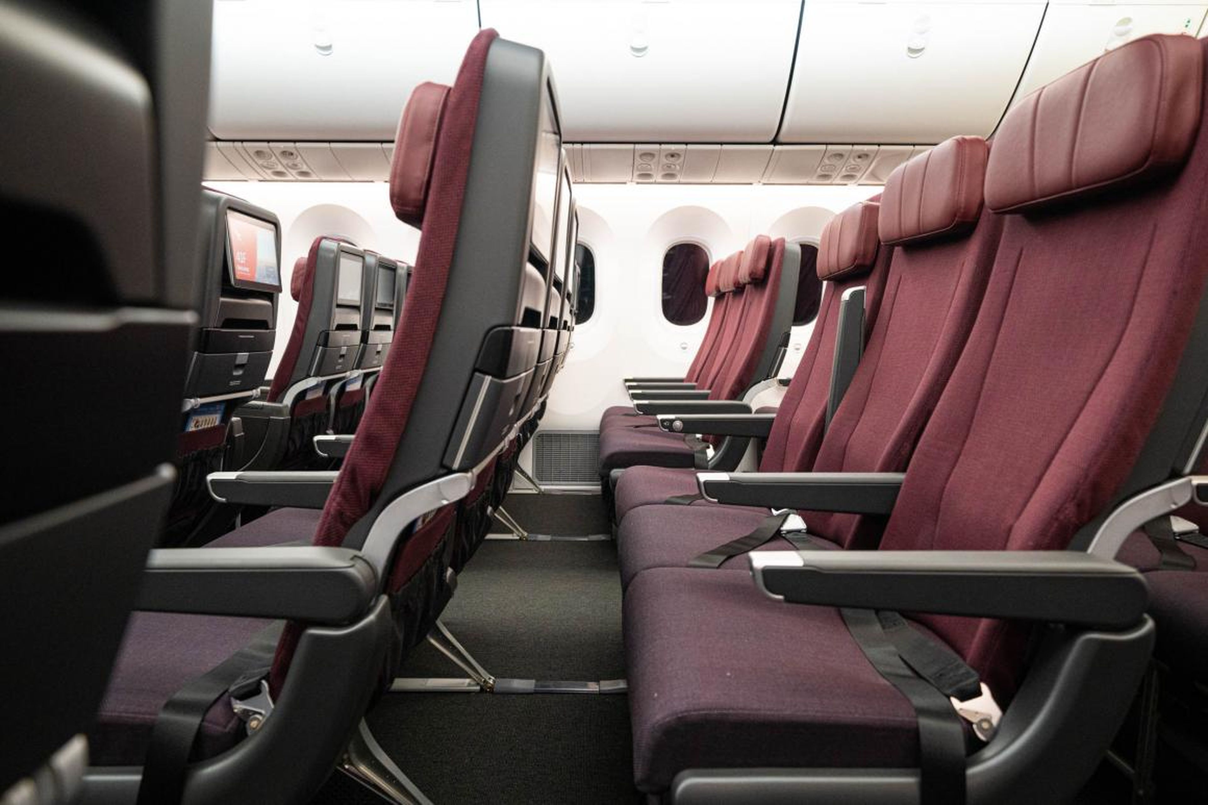 Economy seats have about 32 inches of pitch, which is on the higher side of standard for long-haul airplanes.