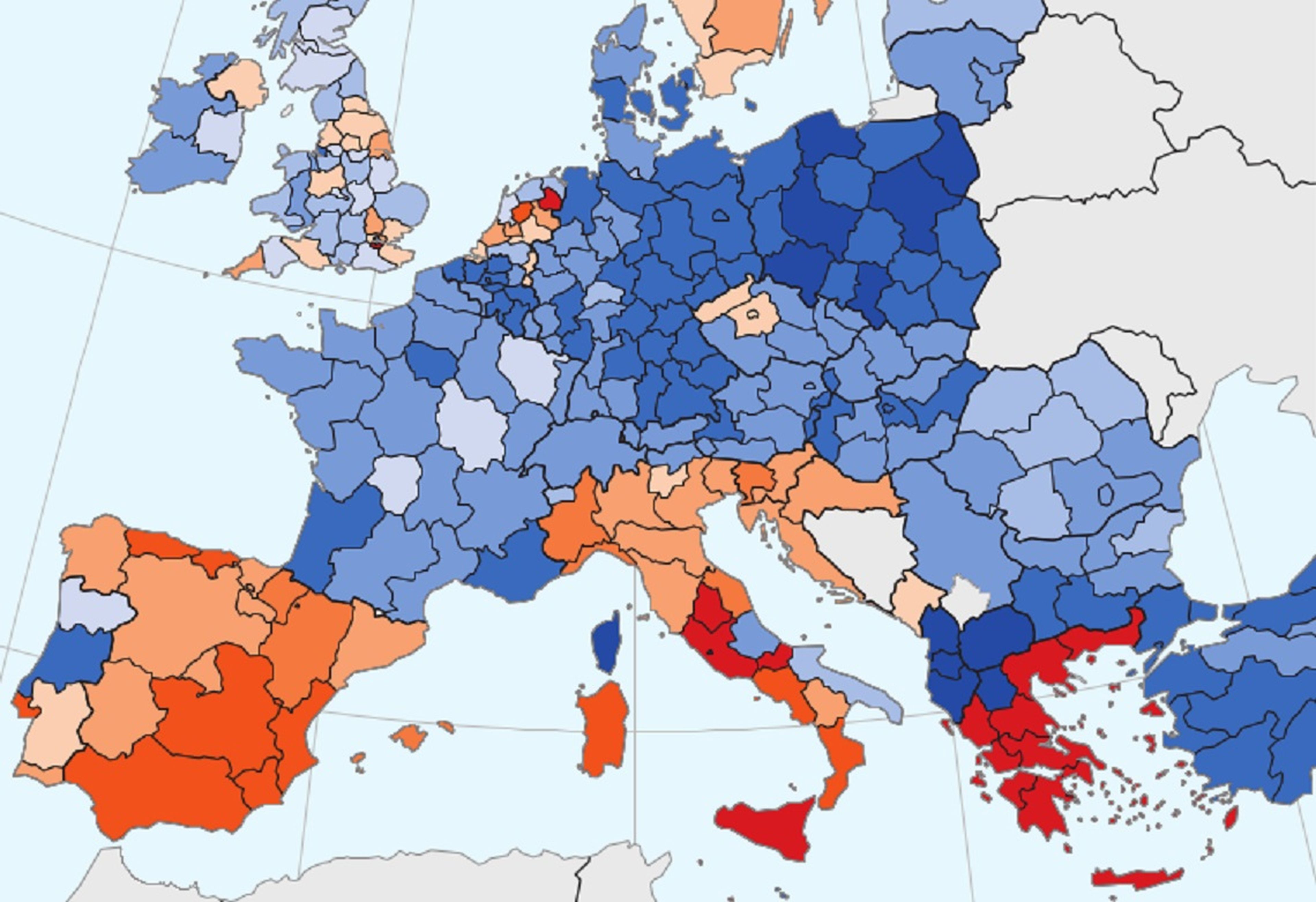 Mapa de la recuperación europea tras la crisis de 2008