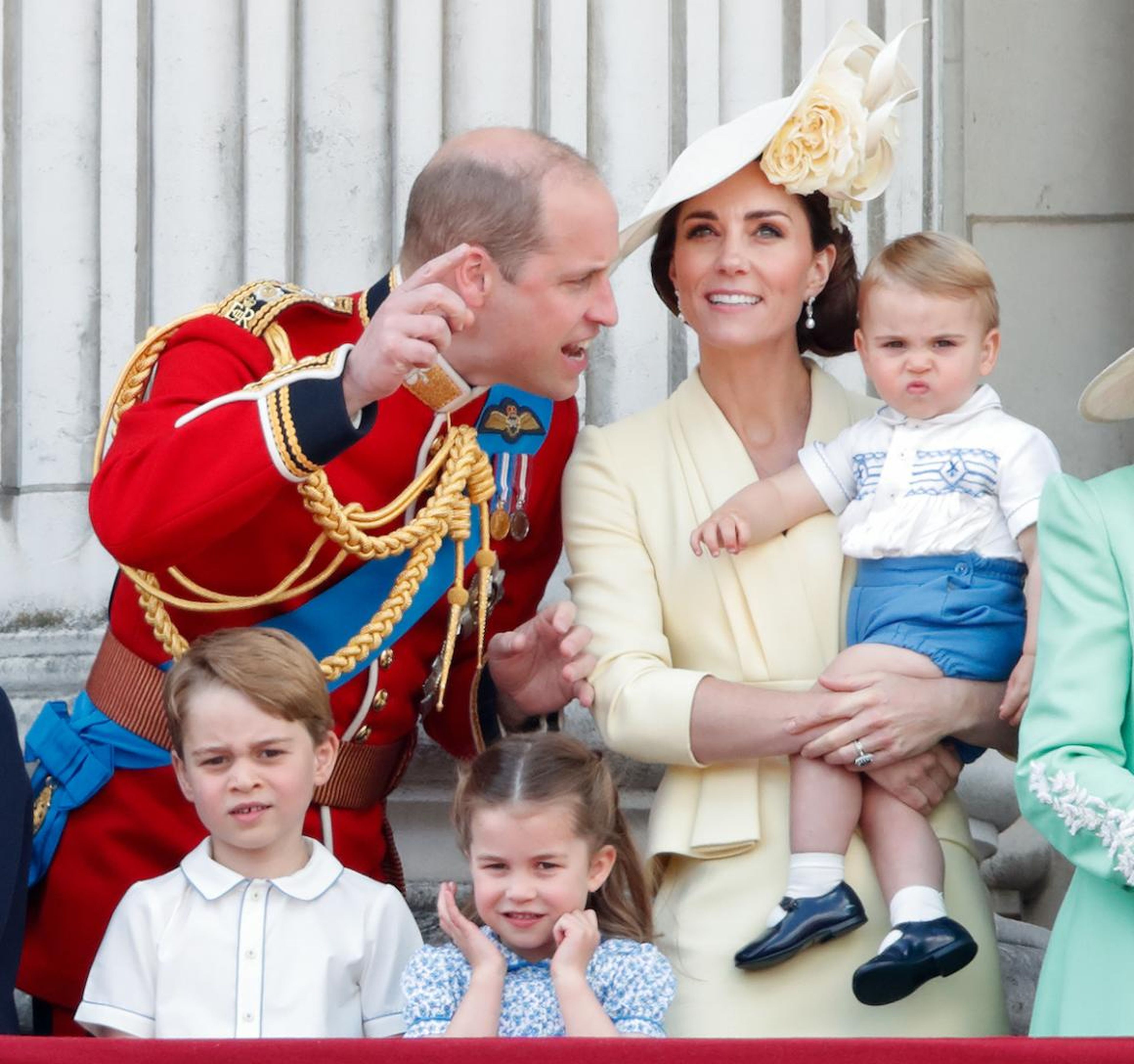 The event marked Prince Louis' first royal appearance, and the little one didn't look too impressed as he watched with his parents from the Buckingham Palace balcony.