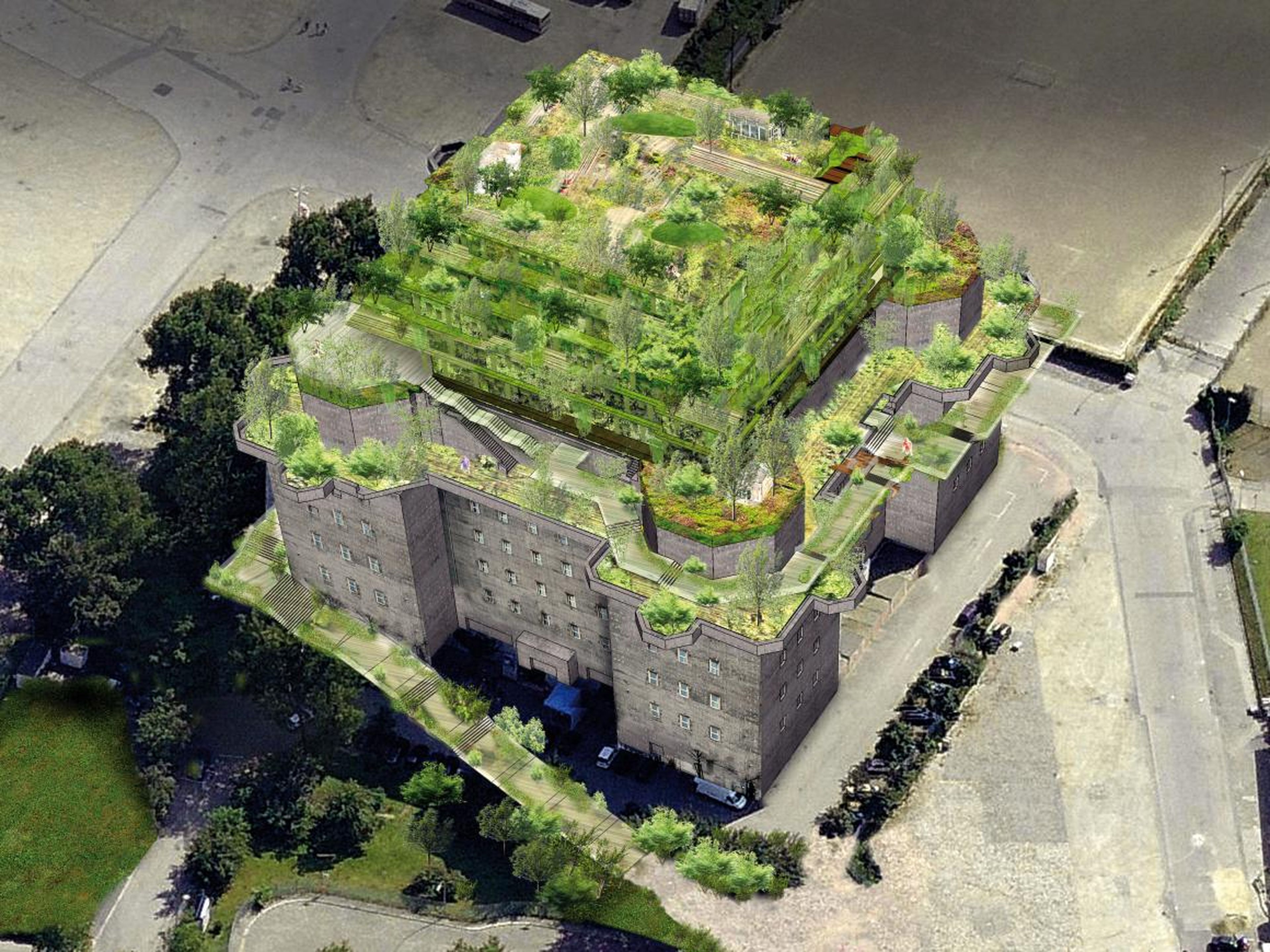 A former Nazi bunker in Germany is being turned into an upscale hotel with a 5-storey roof garden