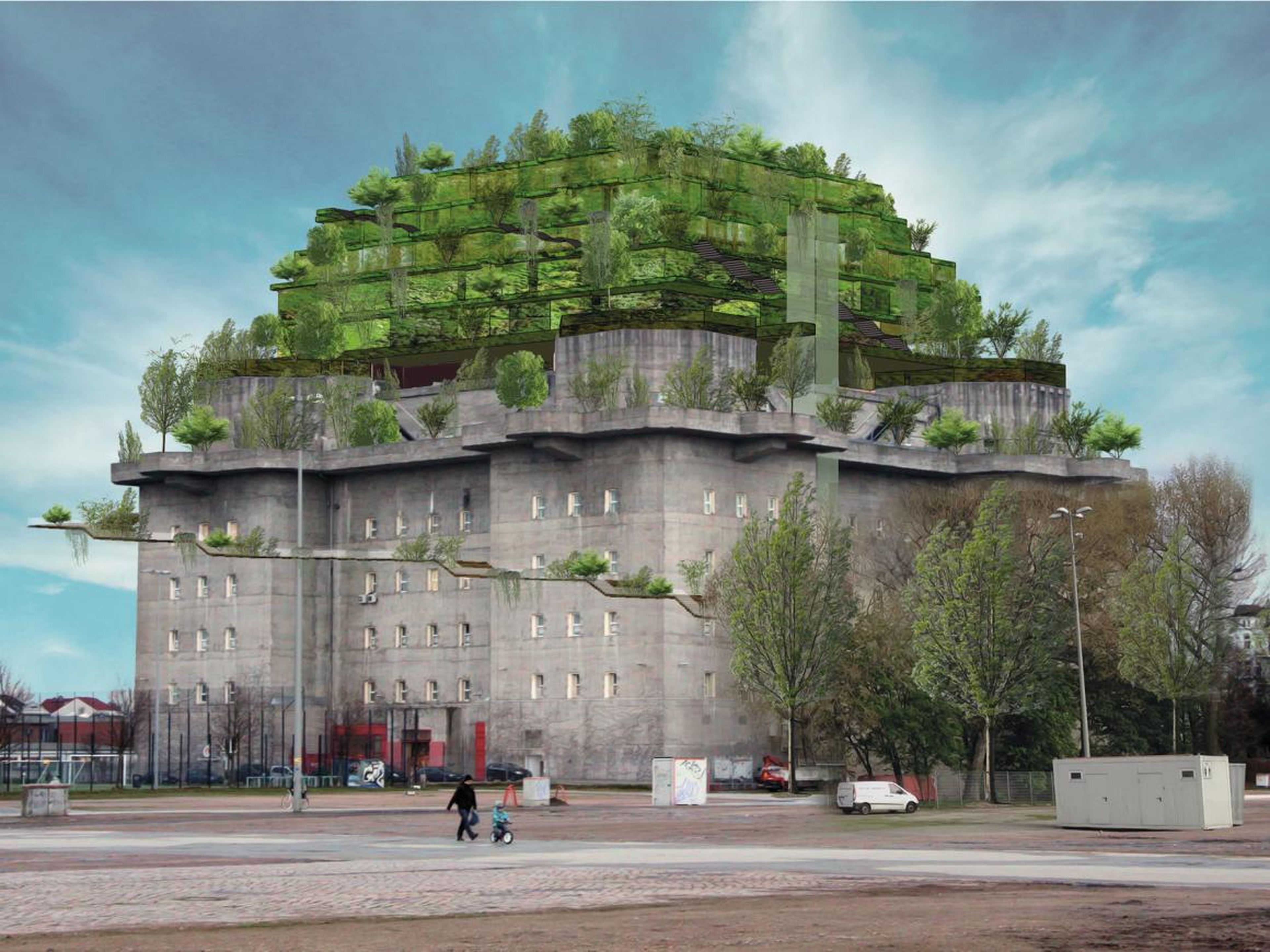 A former Nazi bunker in Germany is being turned into an upscale hotel with a 5-storey roof garden
