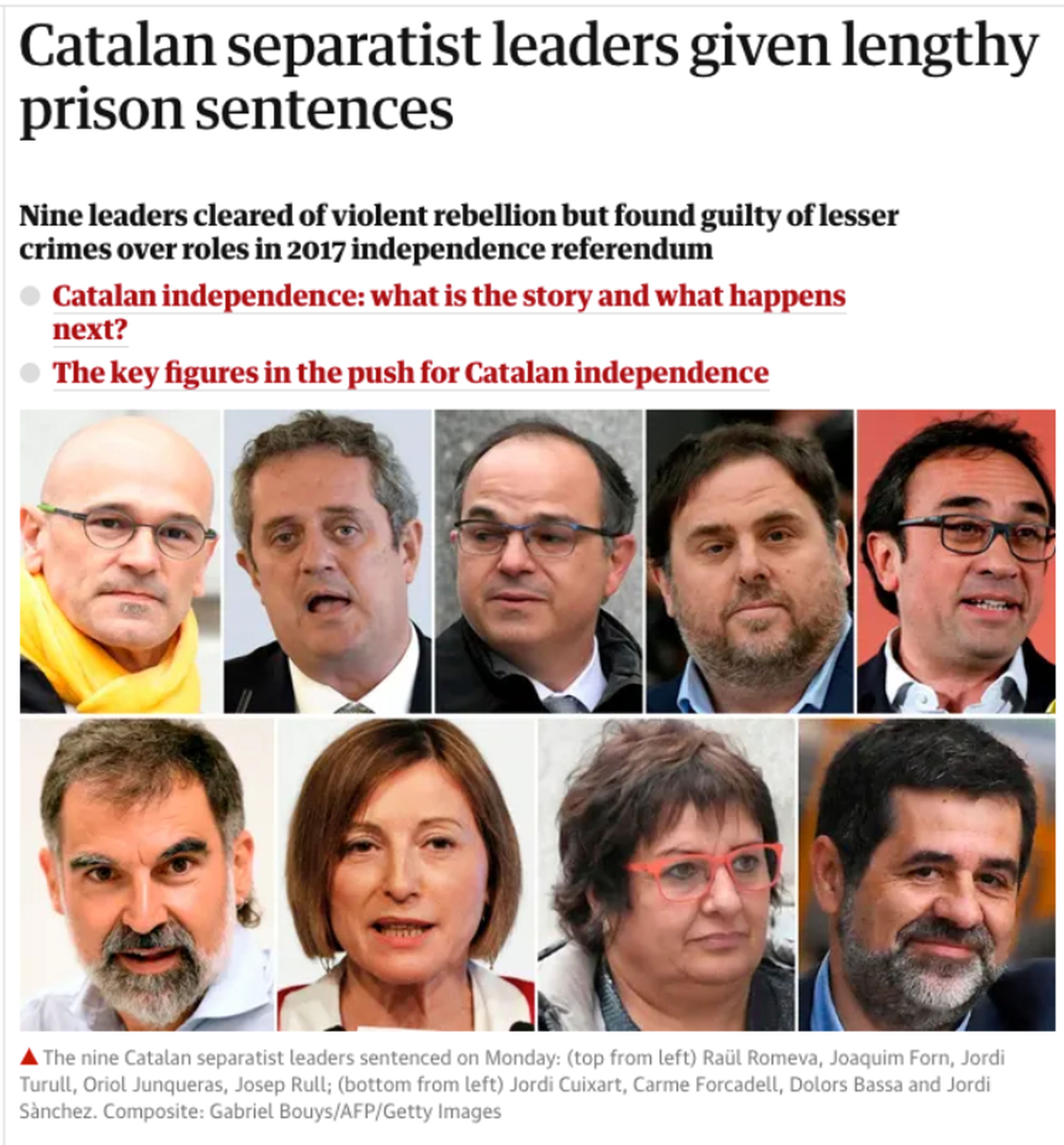 The Guardian se hace eco de la sentencia del procés