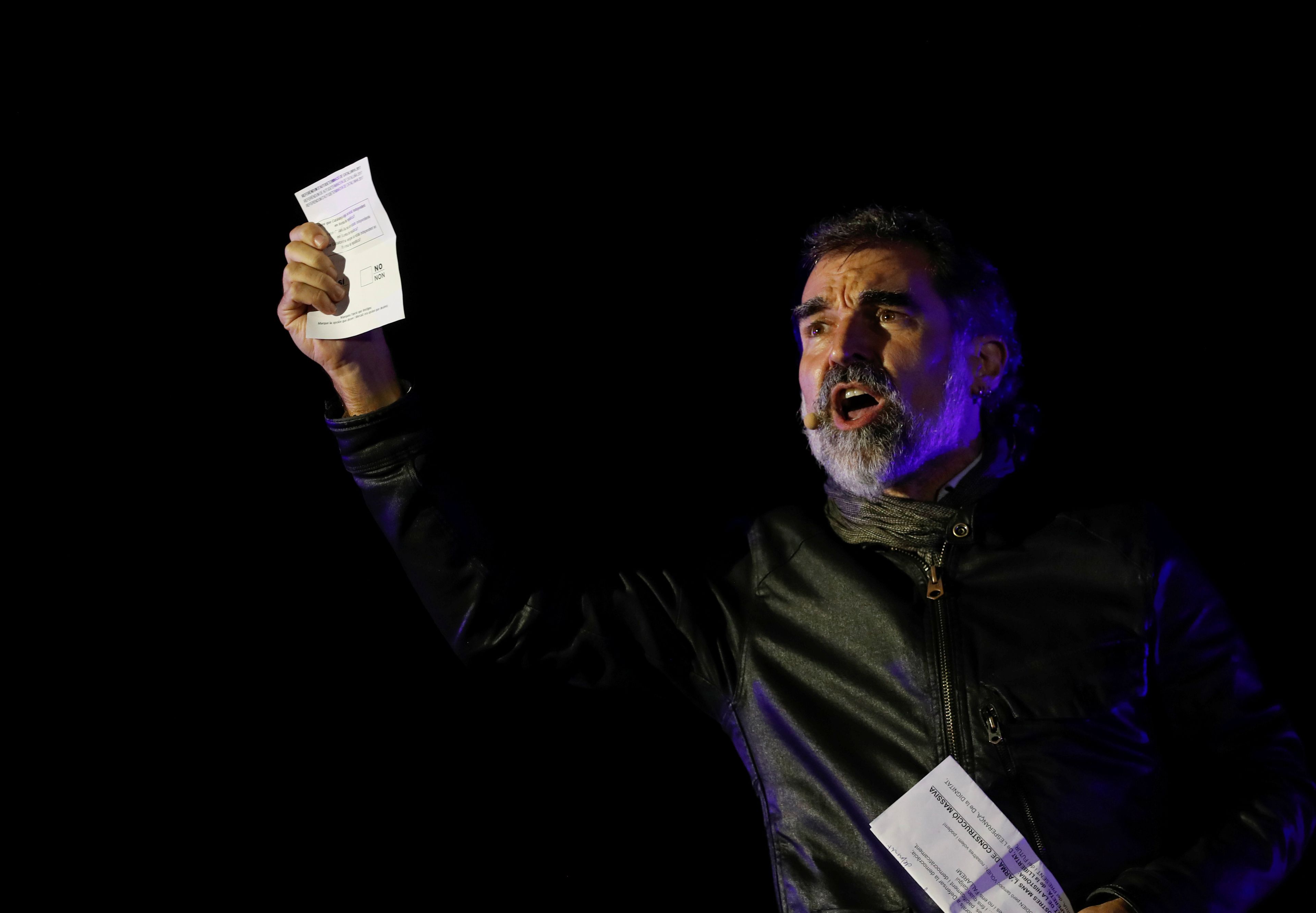 Jordi Cuixart en una manifestación a favor del referéndum del 1 de octubre de 2017.