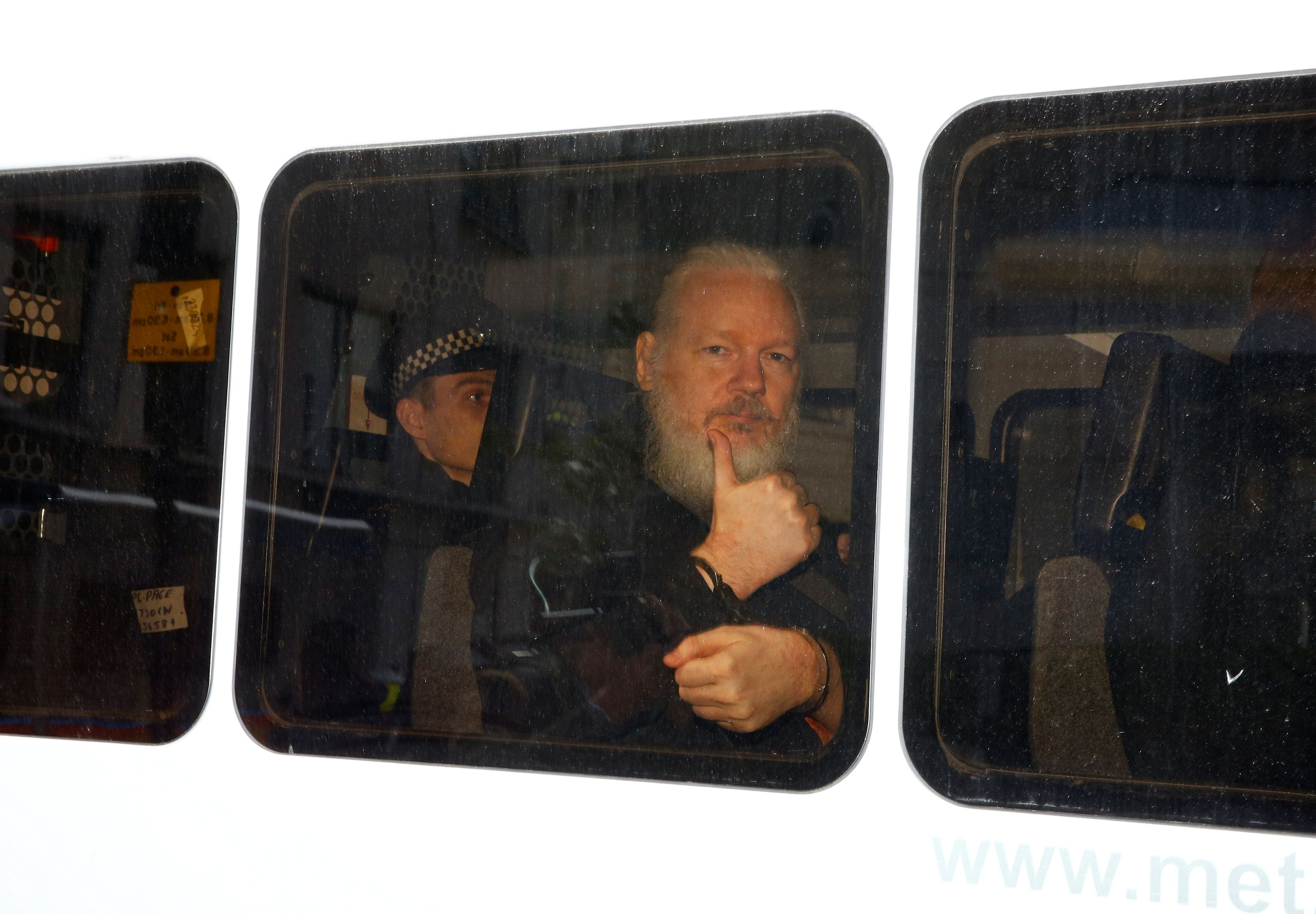 Julian Assange, tras su detención en Londres el 11 de abril.