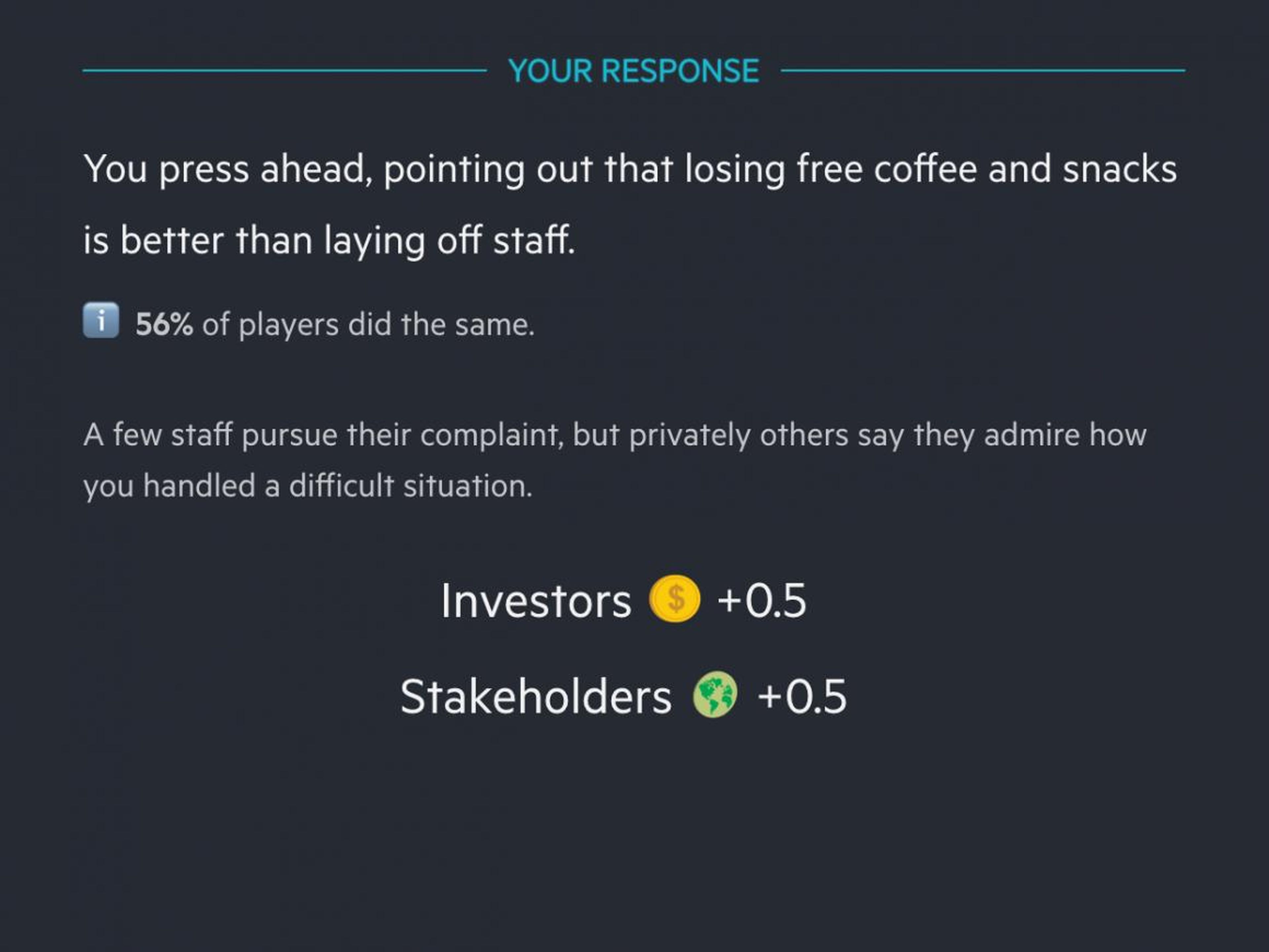 Most players agreed with me and fired the barista, and it worked!