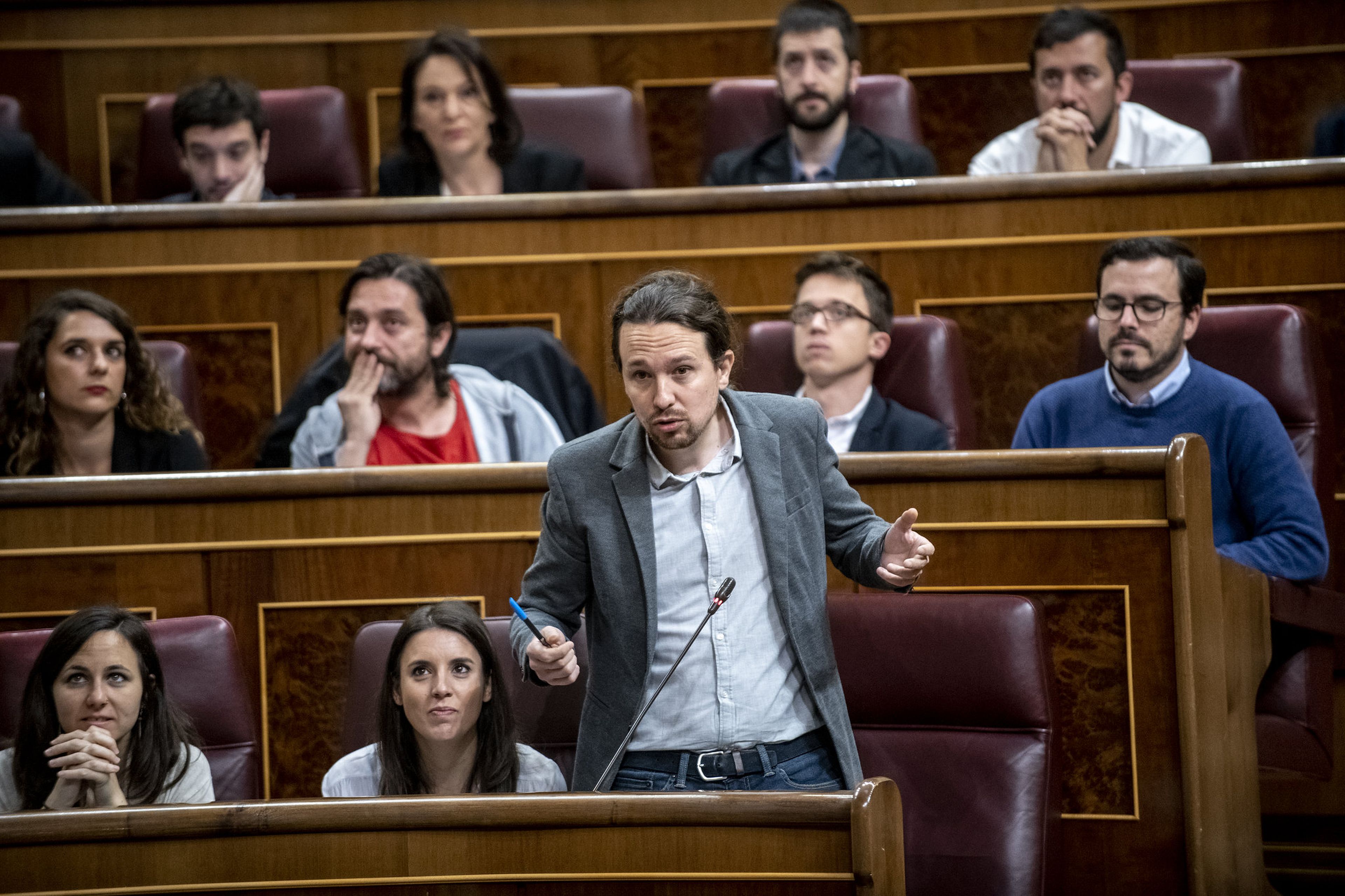 Pablo Iglesias en una sesión de control al Gobierno en el Congreso de los Diputados.