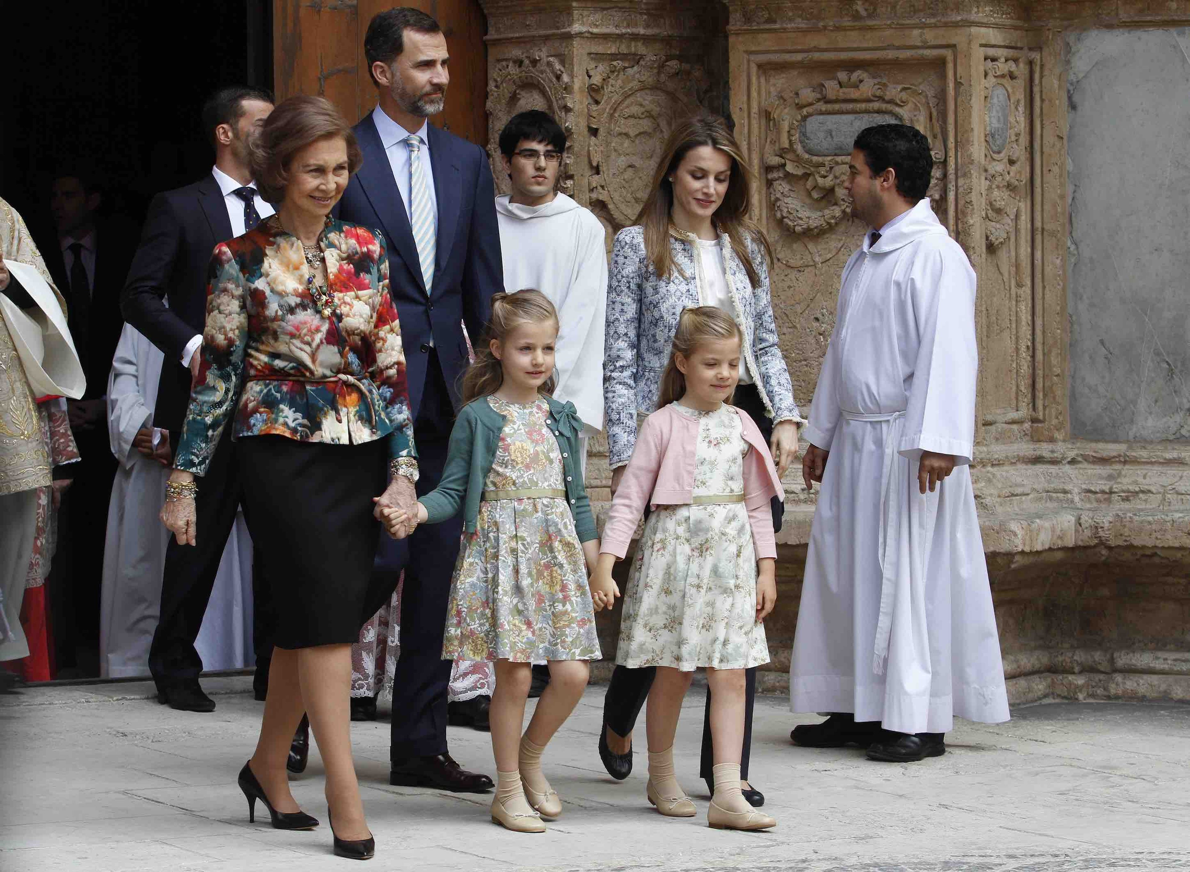 La princesa Leonor asiste a la Misa de Pascua en Palma de Mallorca en 2013.