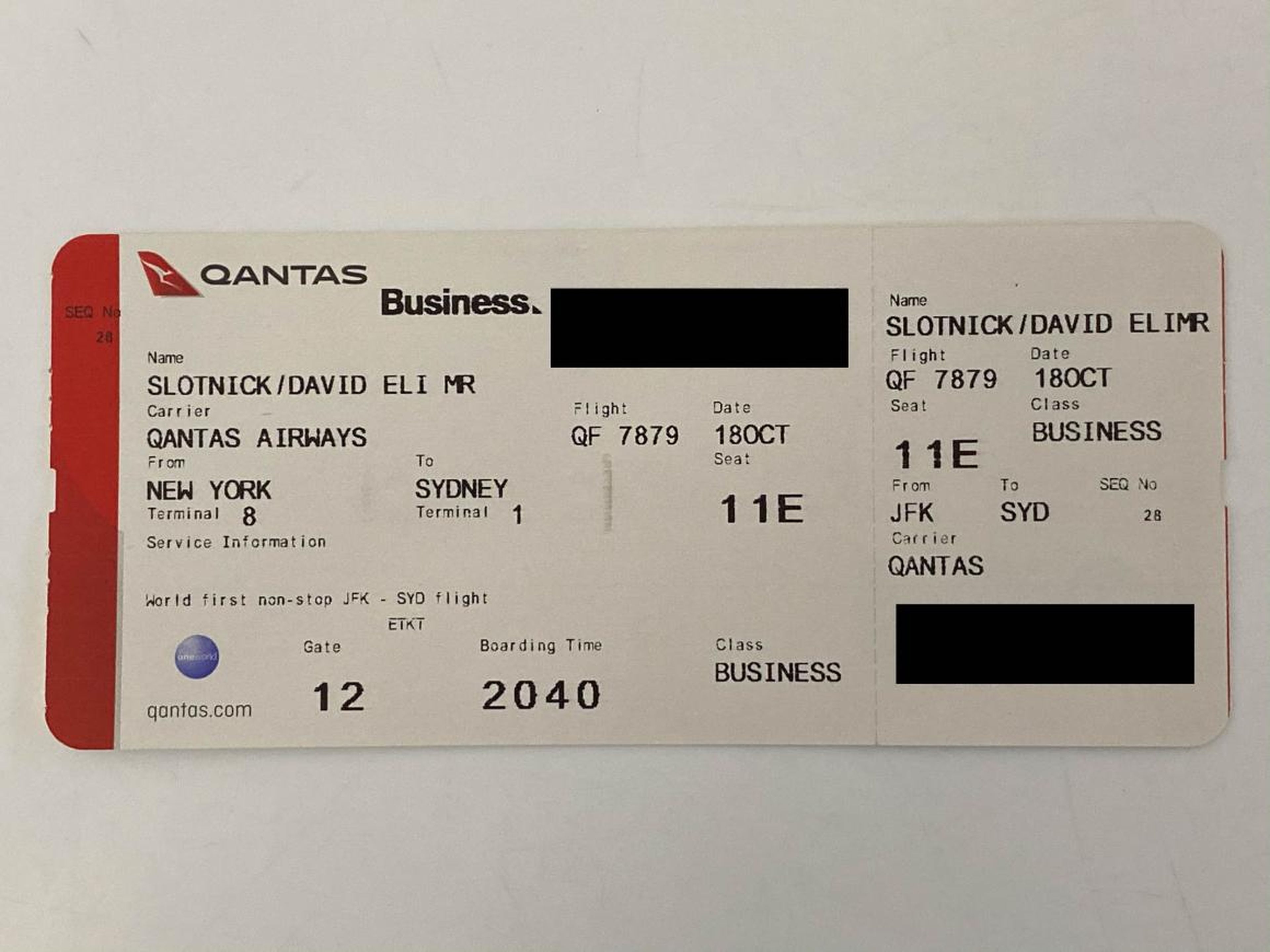 There was also a special touch on the boarding pass.