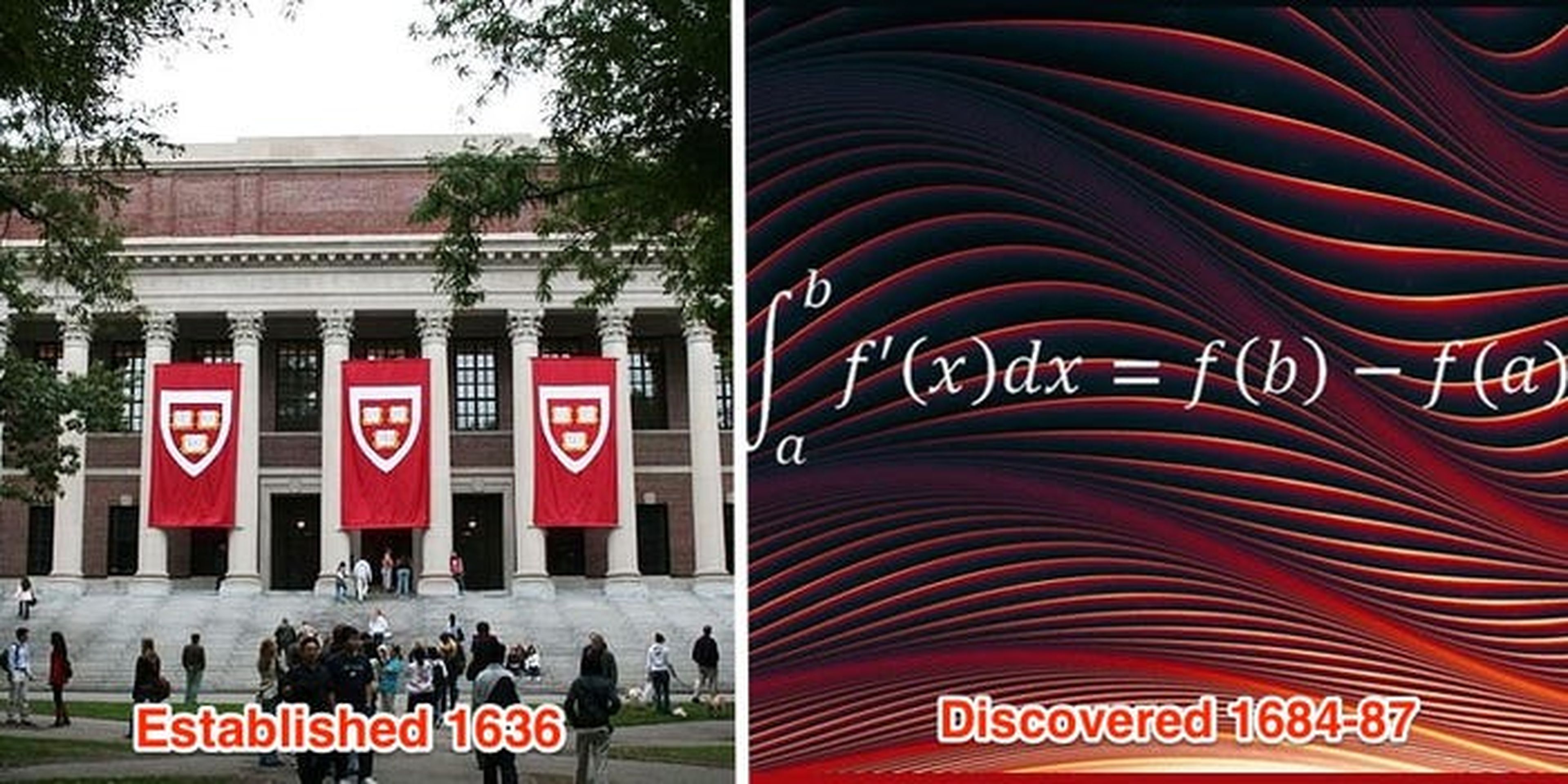 El cálculo no se descubrió hasta aproximadamente 50 años después de la fundación de Harvard.
