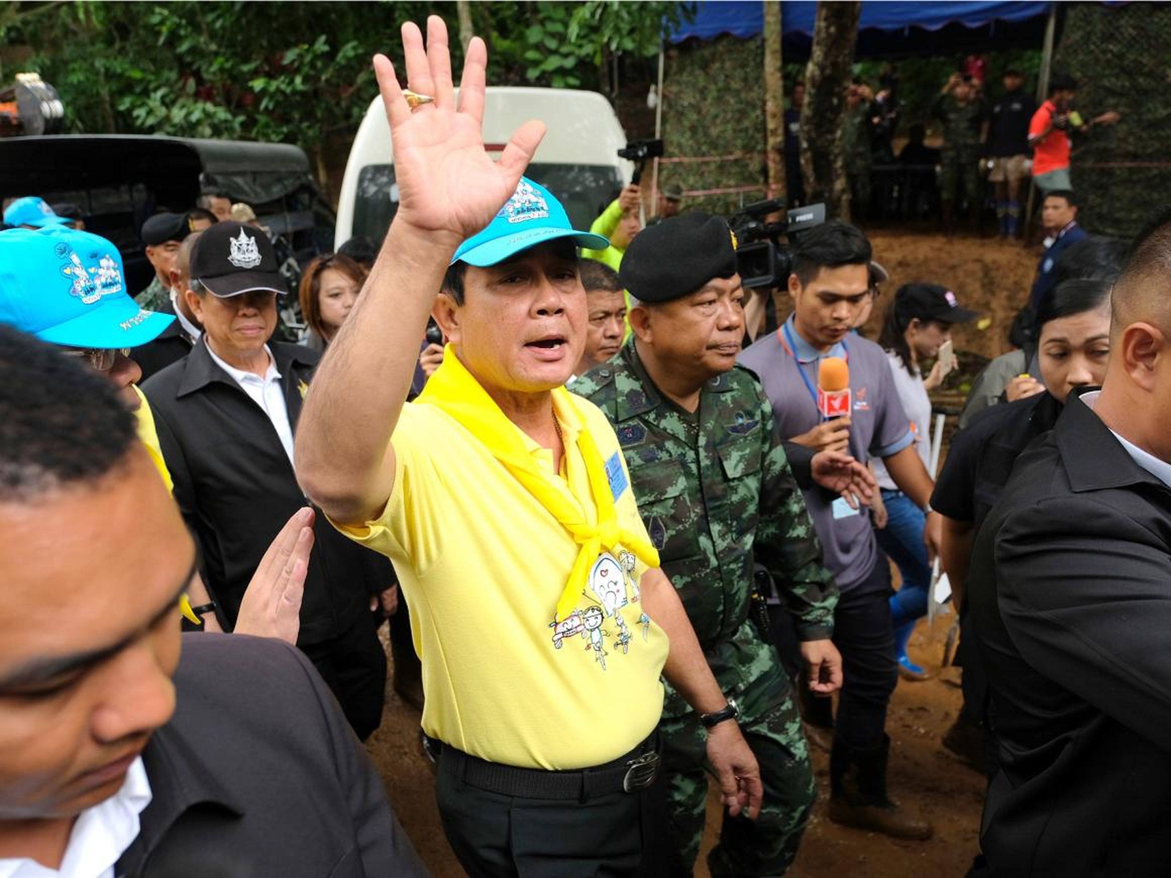 Thai Prime Minister Prayut Chan-O-Cha at the Tham Luang cave complex in Chiang Rai, Thailand, in June 2018.