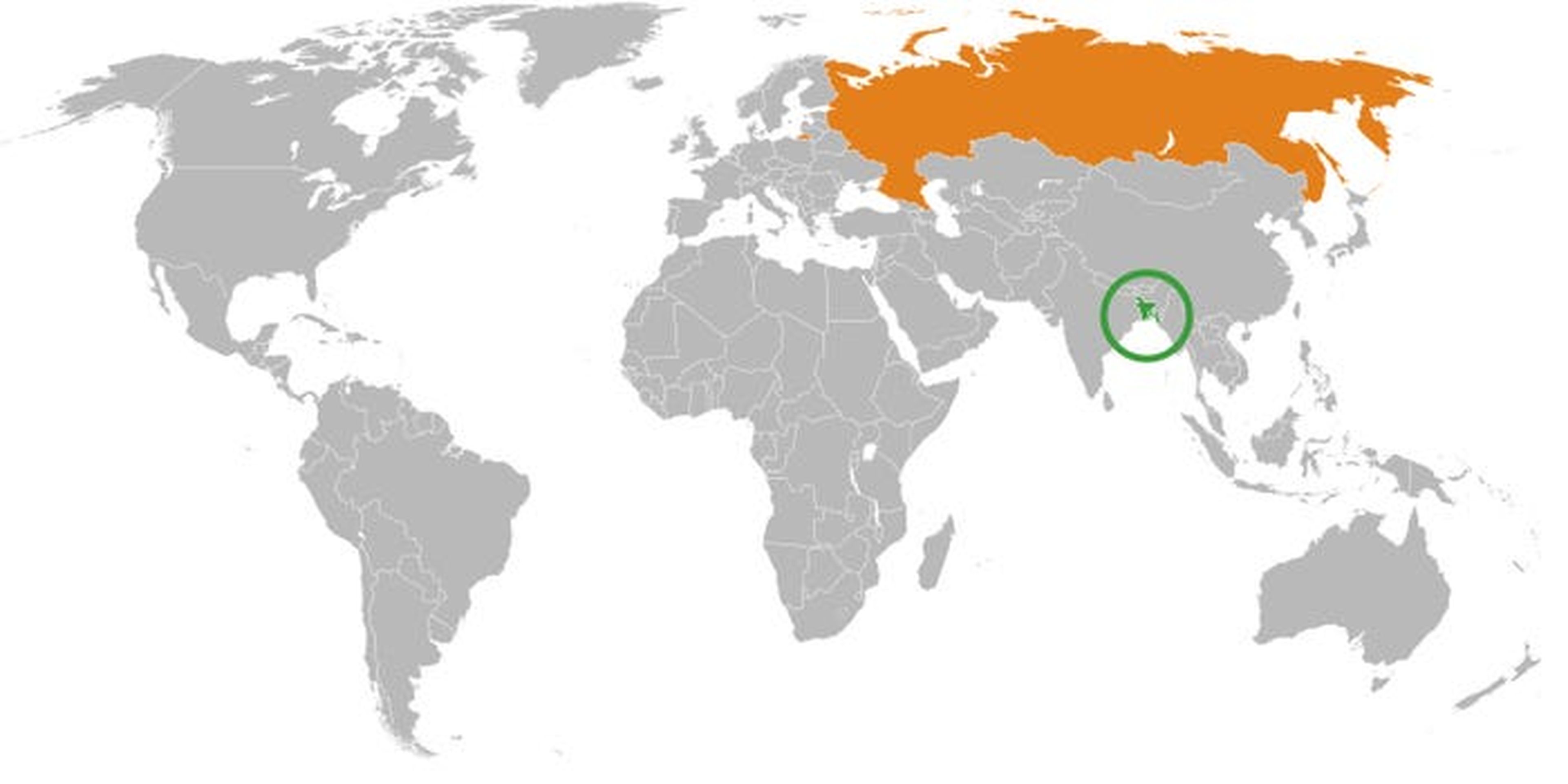 Bangladesh es mucho más pequeño que Rusia.