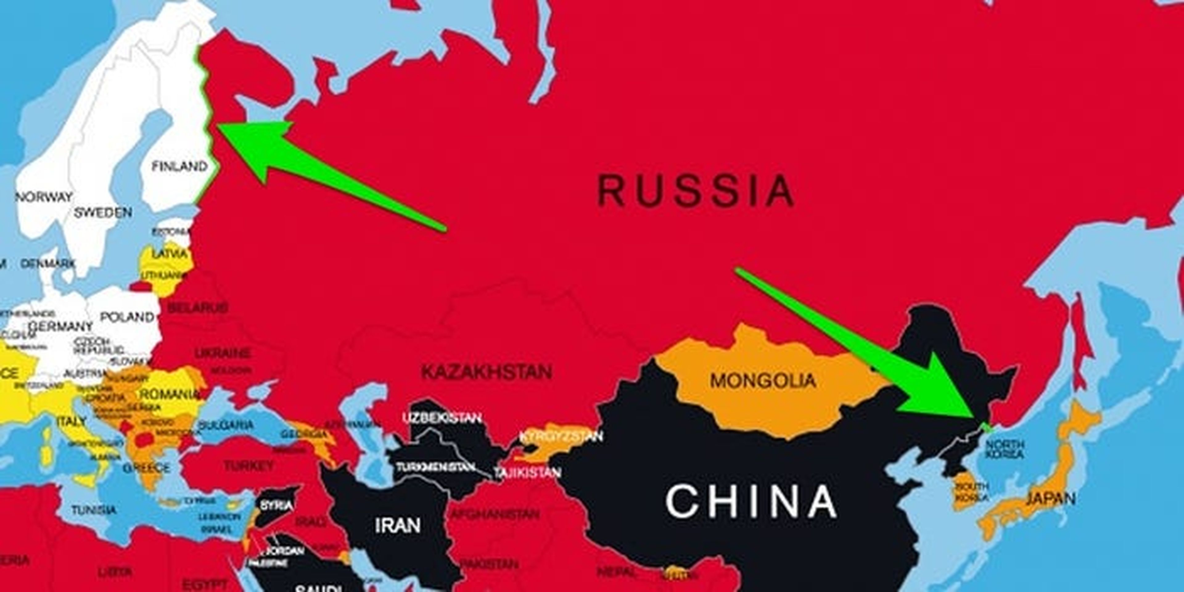 Rusia comparte frontera con los dos países.