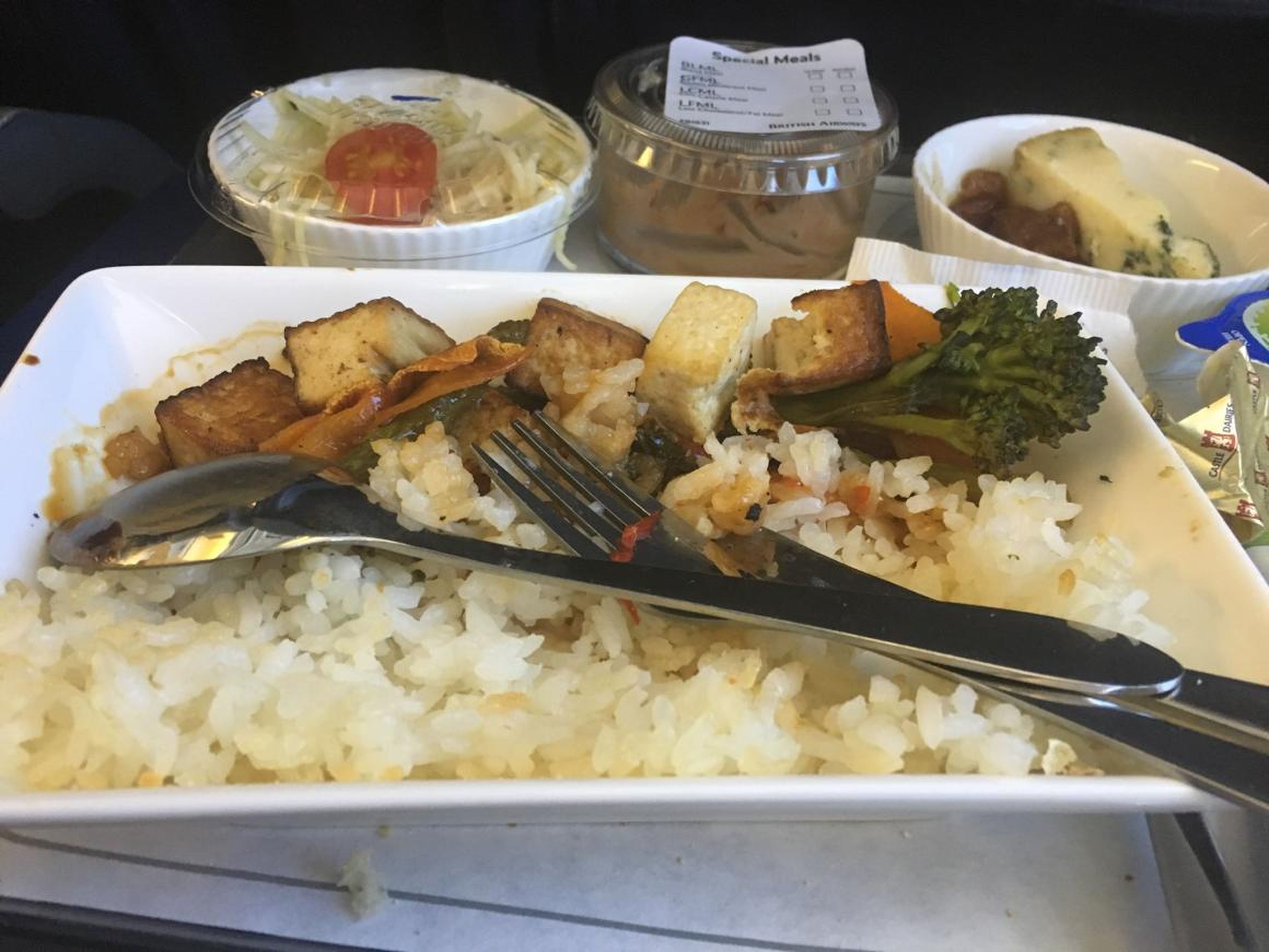 British Airways: arroz con verduras
