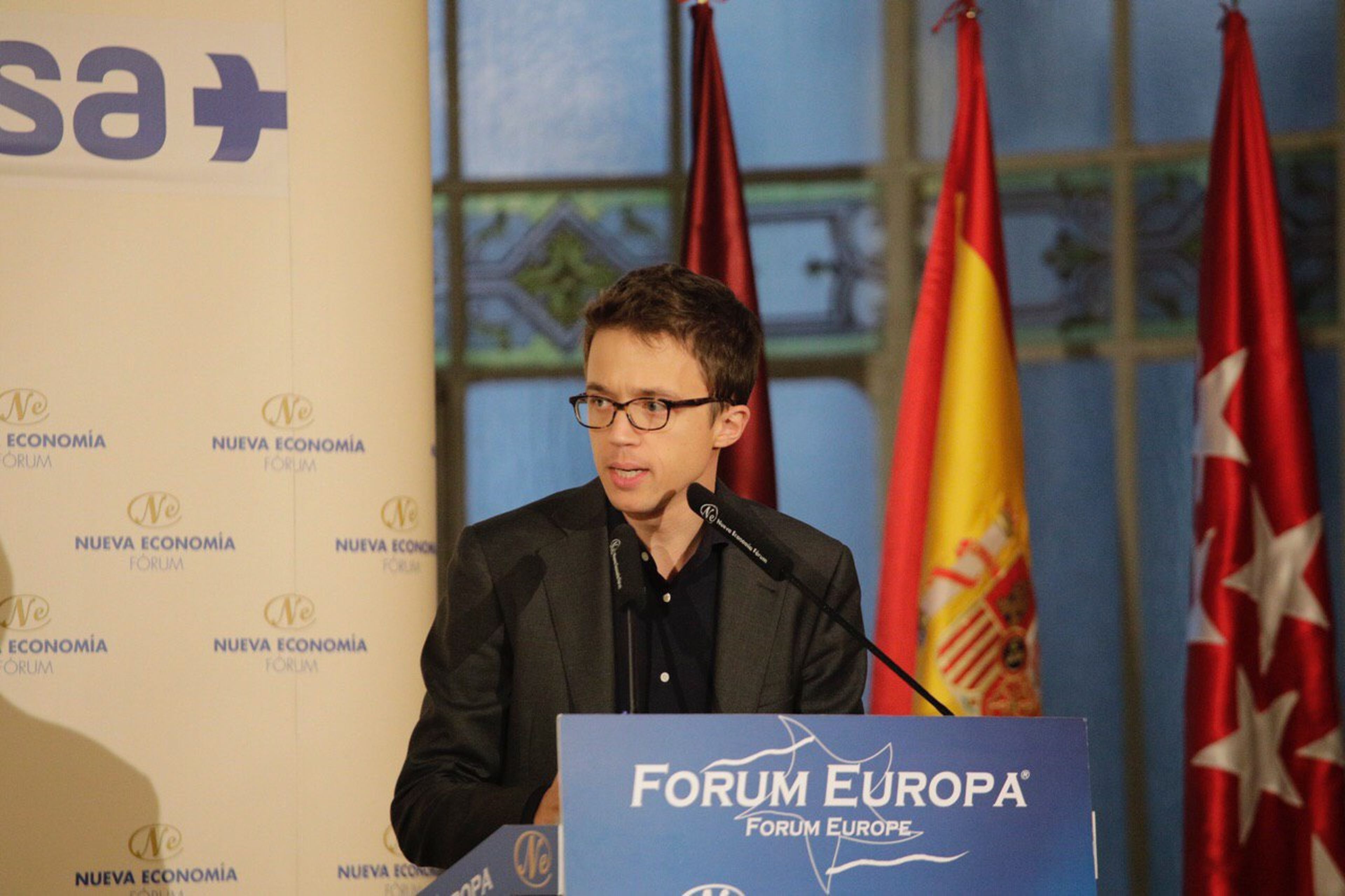 Errejón, durante una ponencia en el Forum Europa.