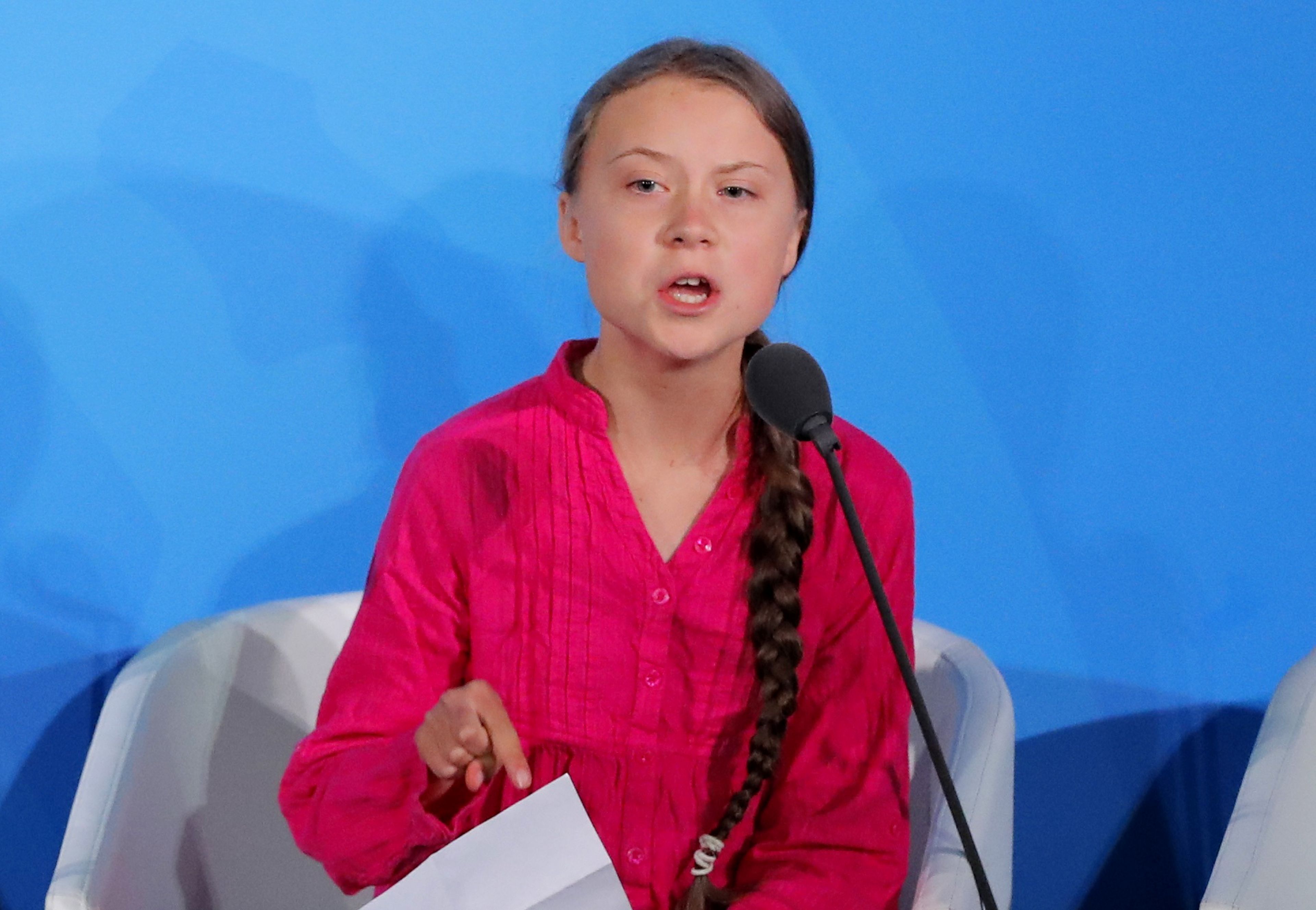 Greta Thunberg, durante su discurso en la sede de Naciones Unidas.