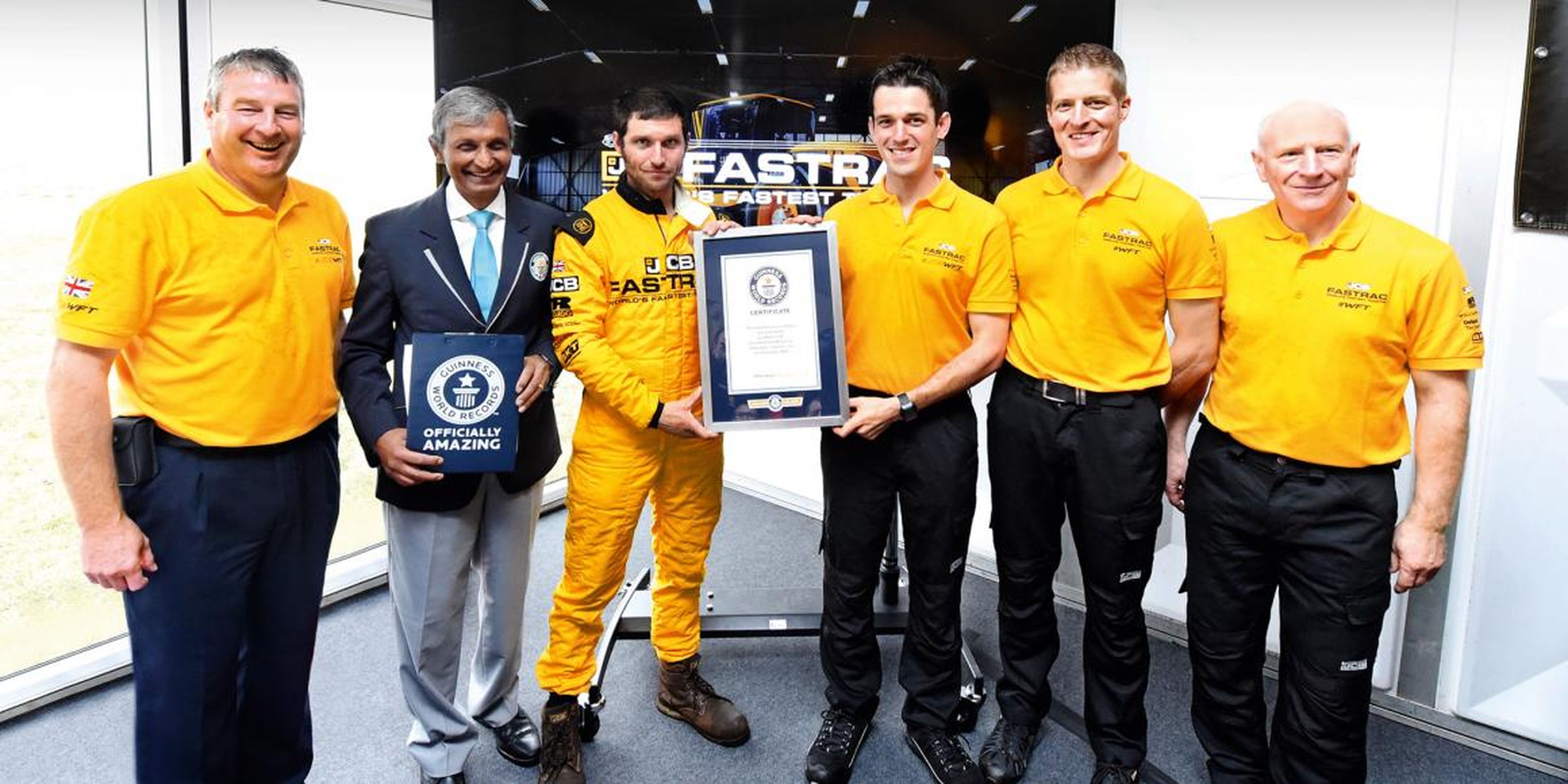 The JCB team was originally aiming for 150 mph. The tractor hit 153.77 while "on its way to establishing the record," according to JCB. However, the speed record sanctioned by Guinness World Records is still 135.91.