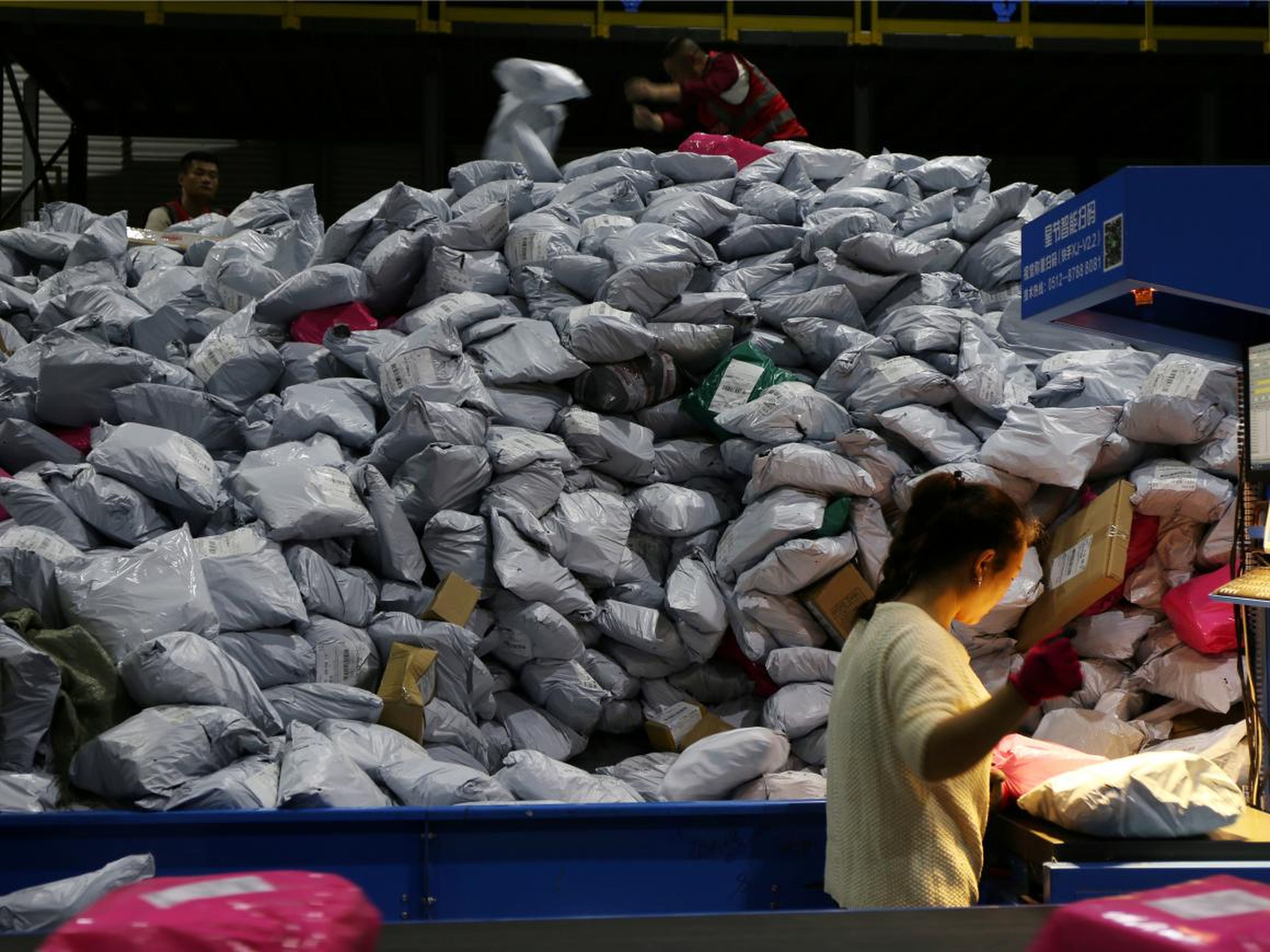 A large number of packages are already being sorted following the world's biggest 24-hour shopping day.