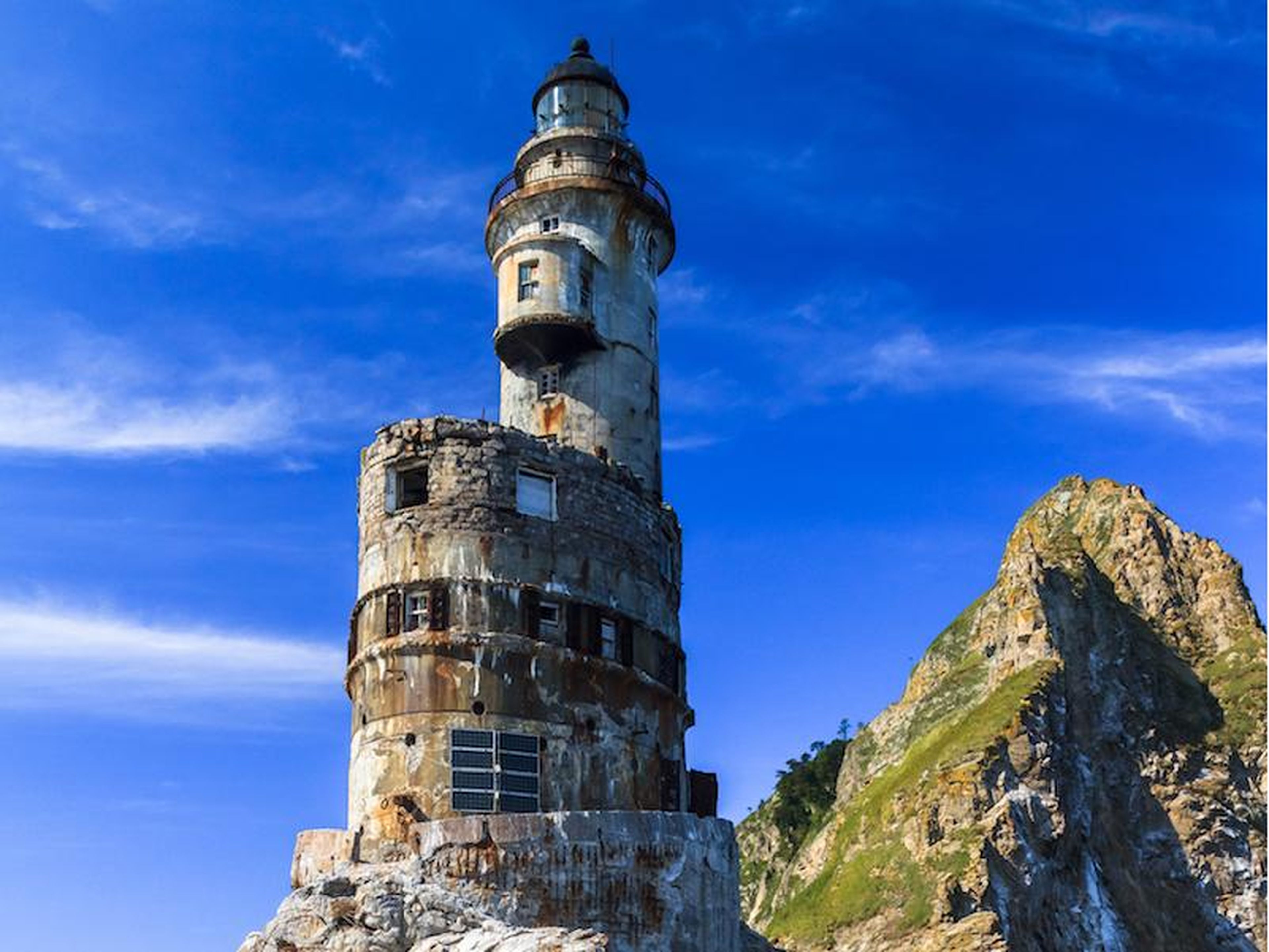 This lighthouse is located on an isolated island in Russia.