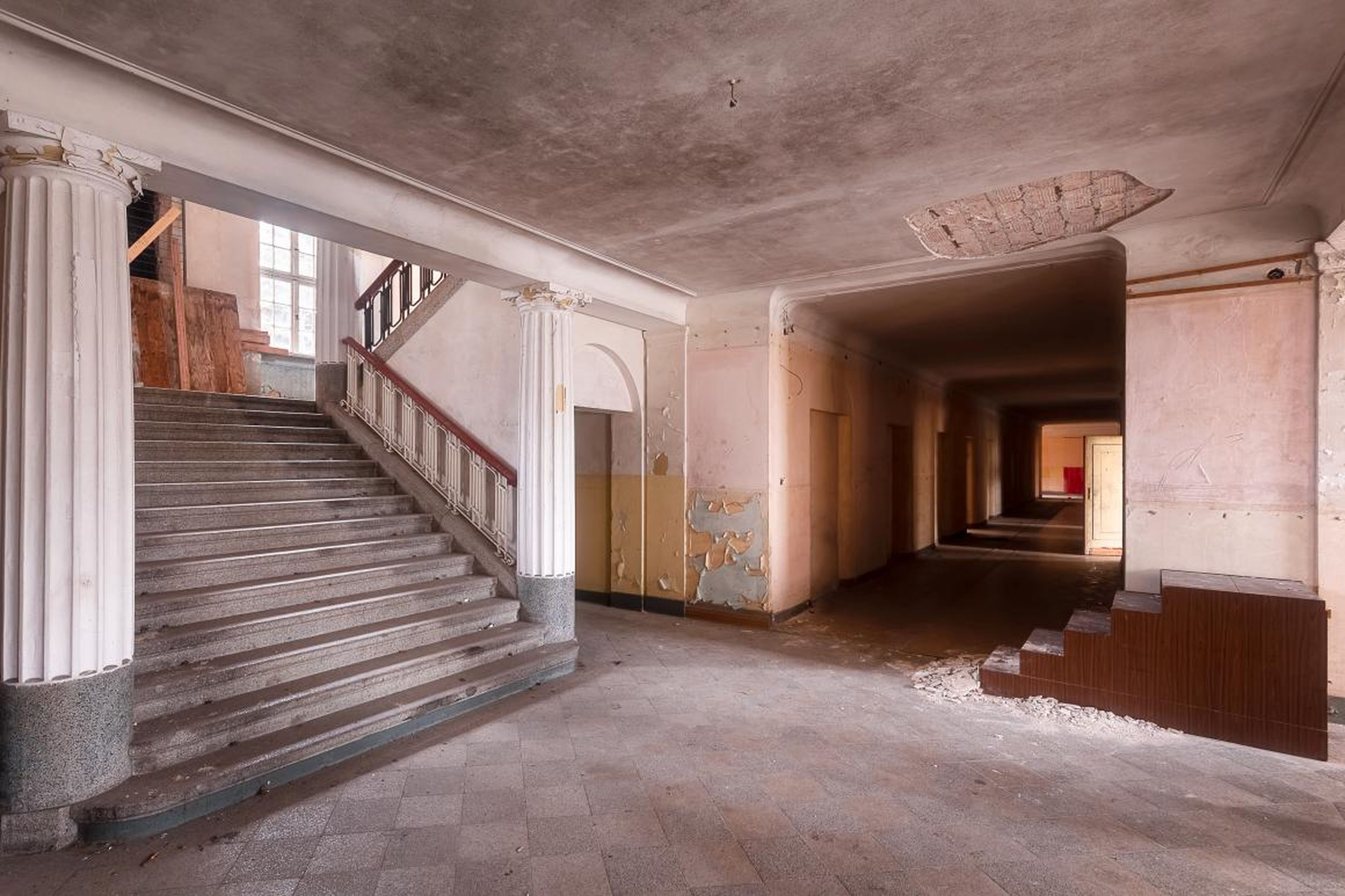 The neglect of 25 years was evident in connecting rooms like this one. The base hasn't been used since the last Soviet soldiers left in 1994.