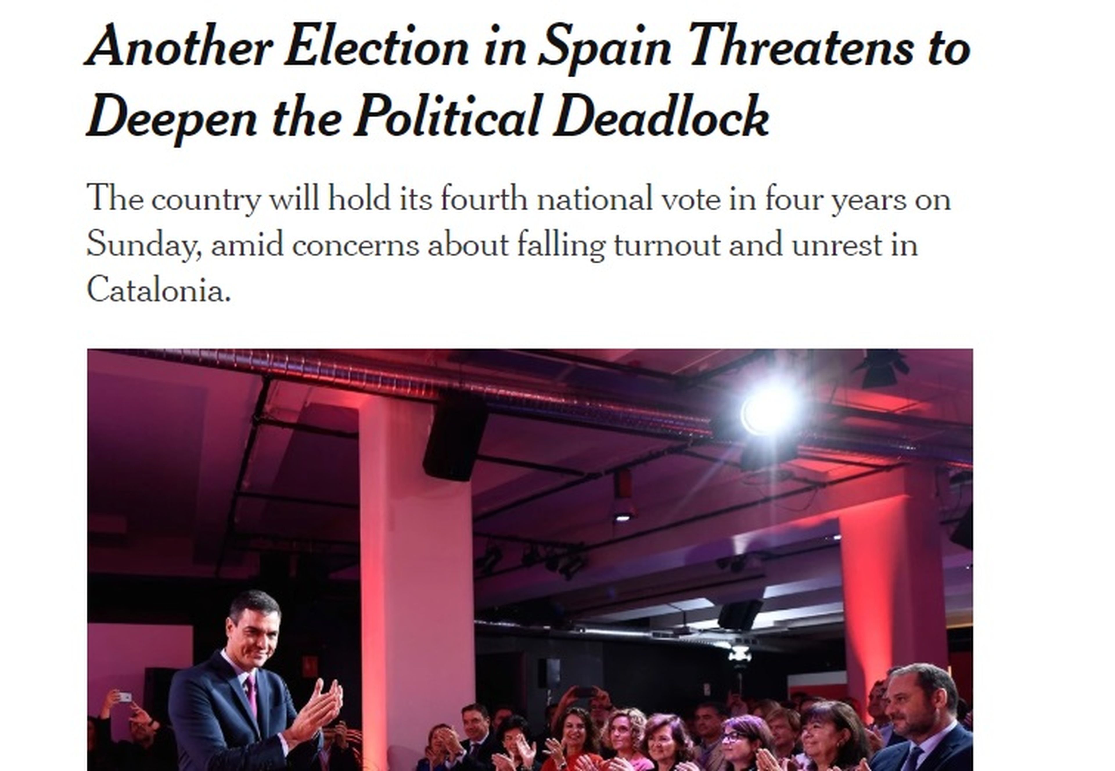 The New York Times sobre las elecciones en España.