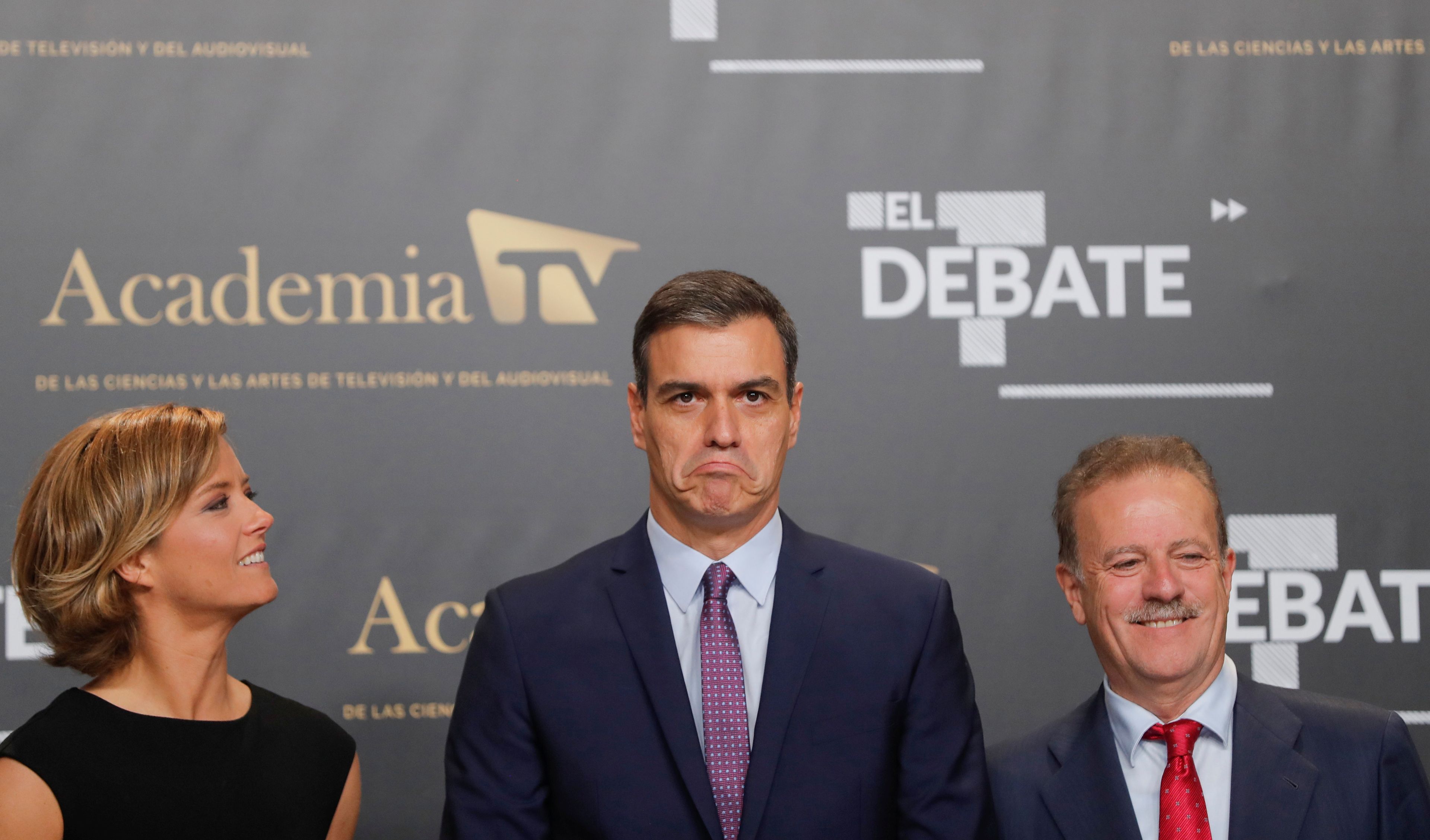 Pedro Sánchez, a su llegada al debate a cinco