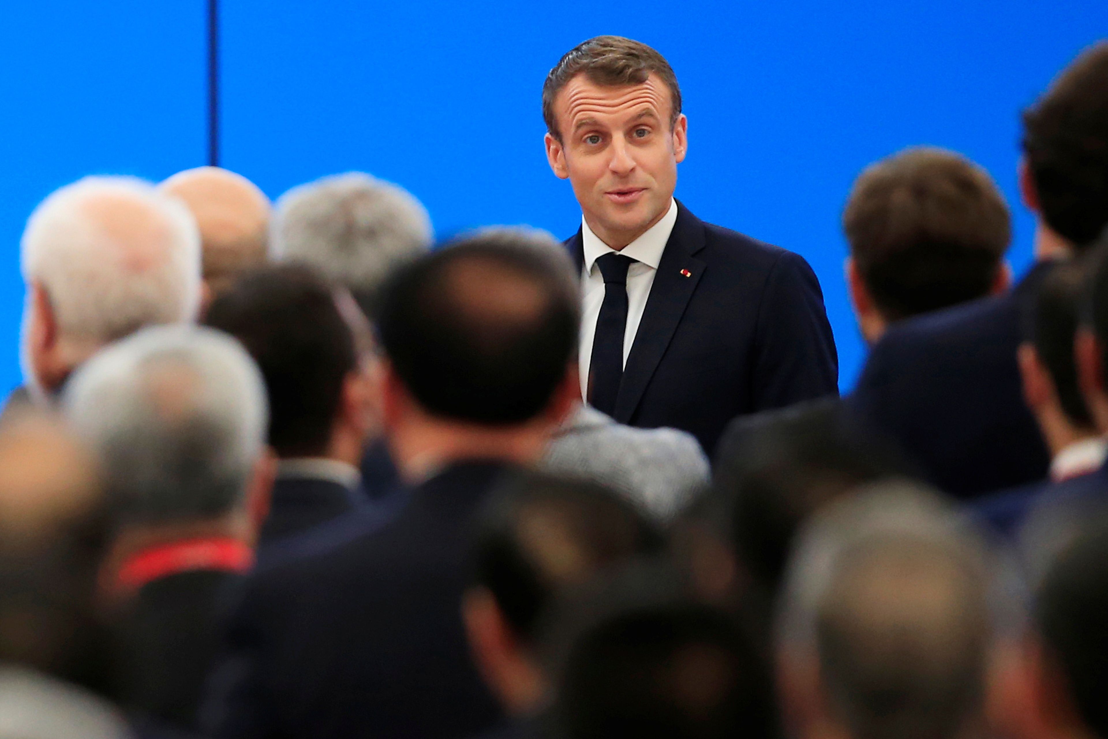 El presidente de Francia, Emmanuel Macron, durante una conferencia de prensa en China