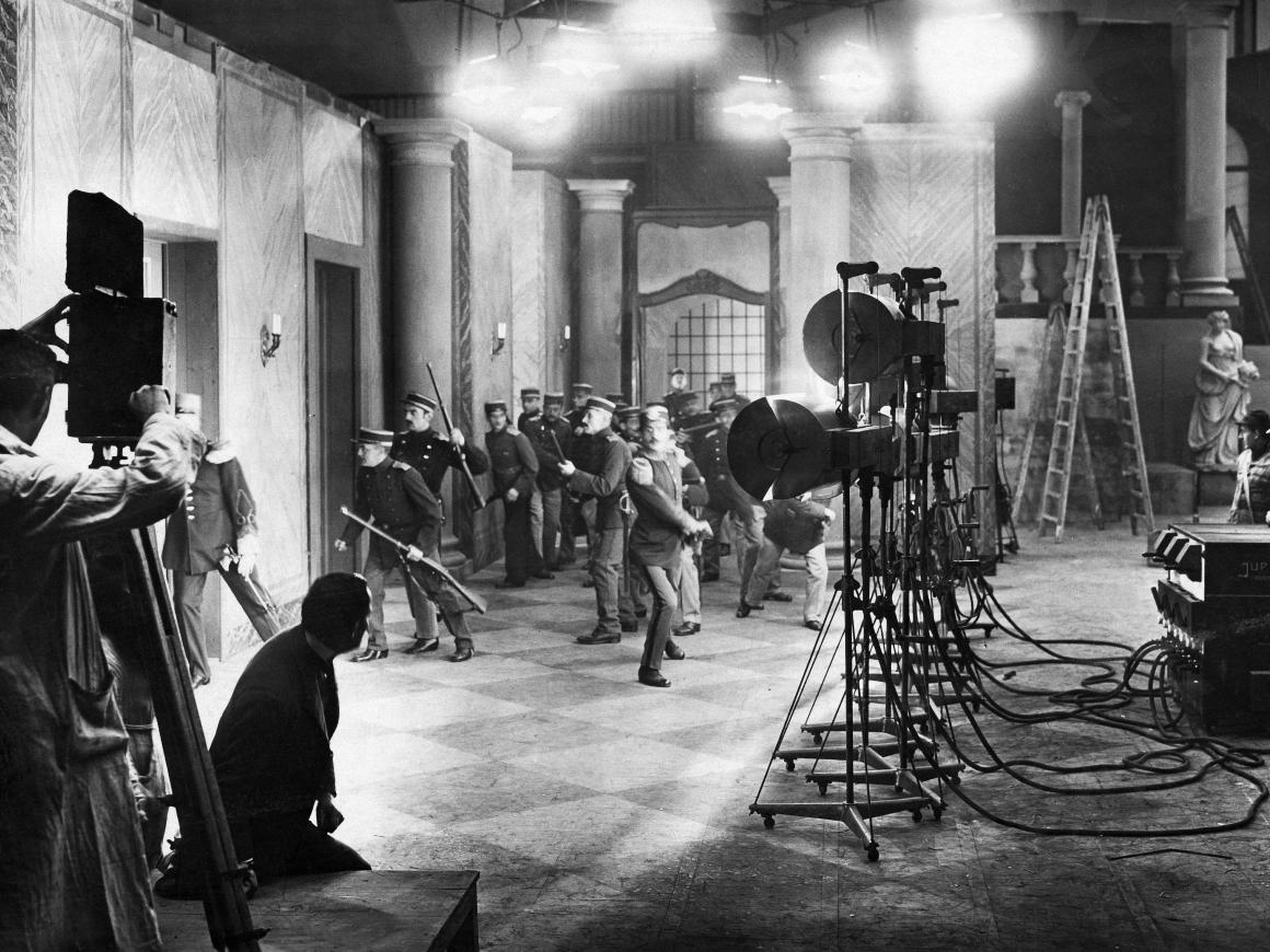 The filming of a German silent film in the 1920s.