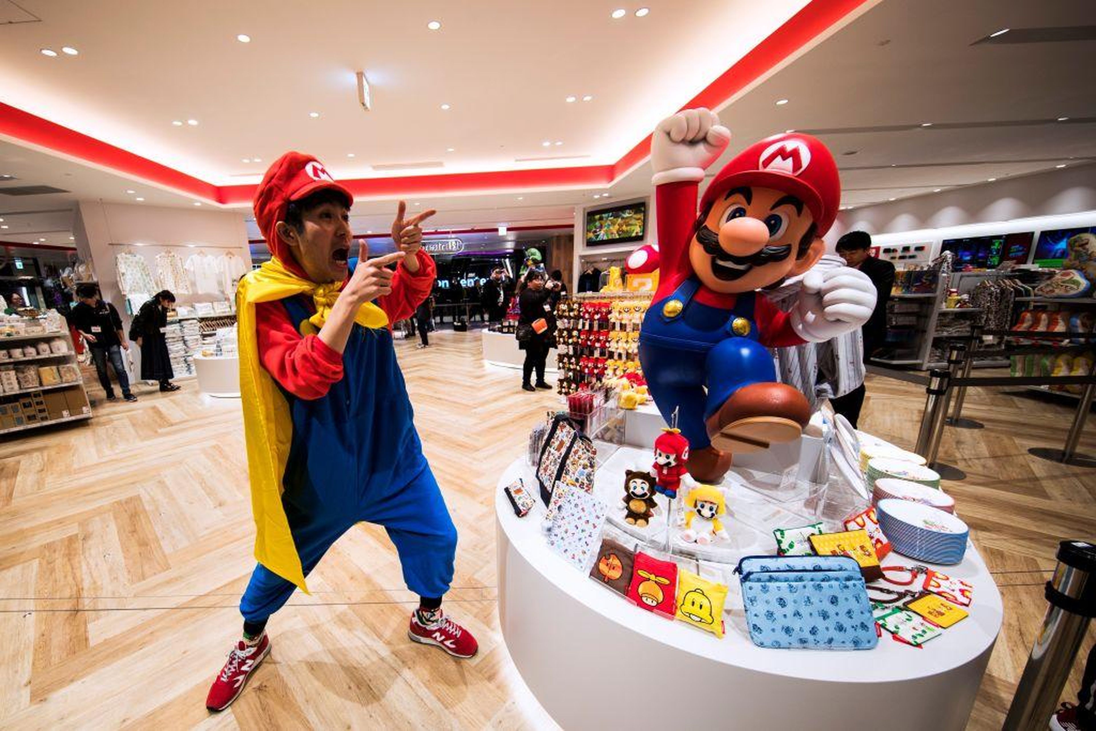 The store is filled with exclusive merchandise and art dedicated to iconic Nintendo characters, like Super Mario ...