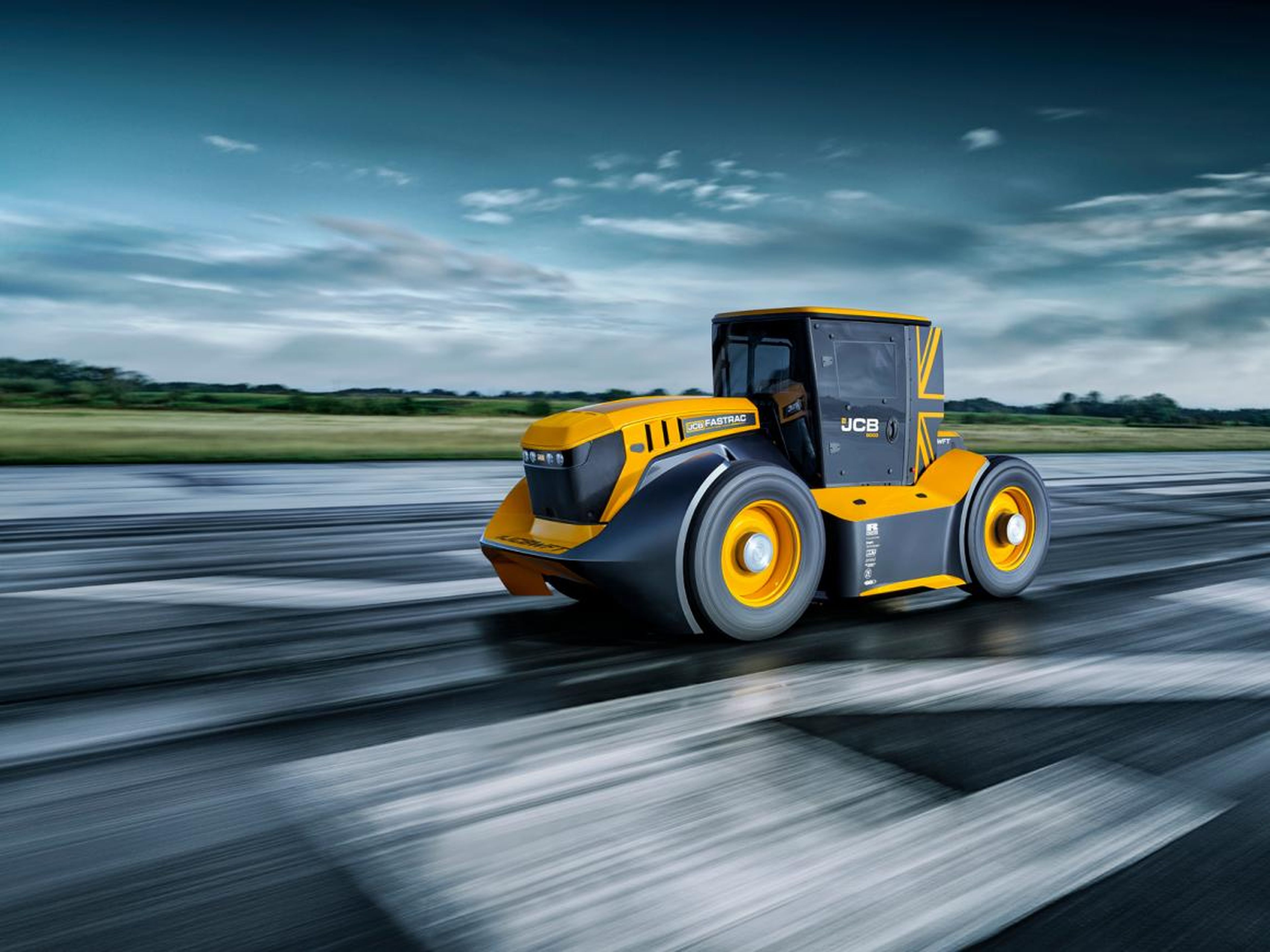 The unmodified tractor has a top speed of 43 mph, making it the world's fastest production tractor, according to JCB.