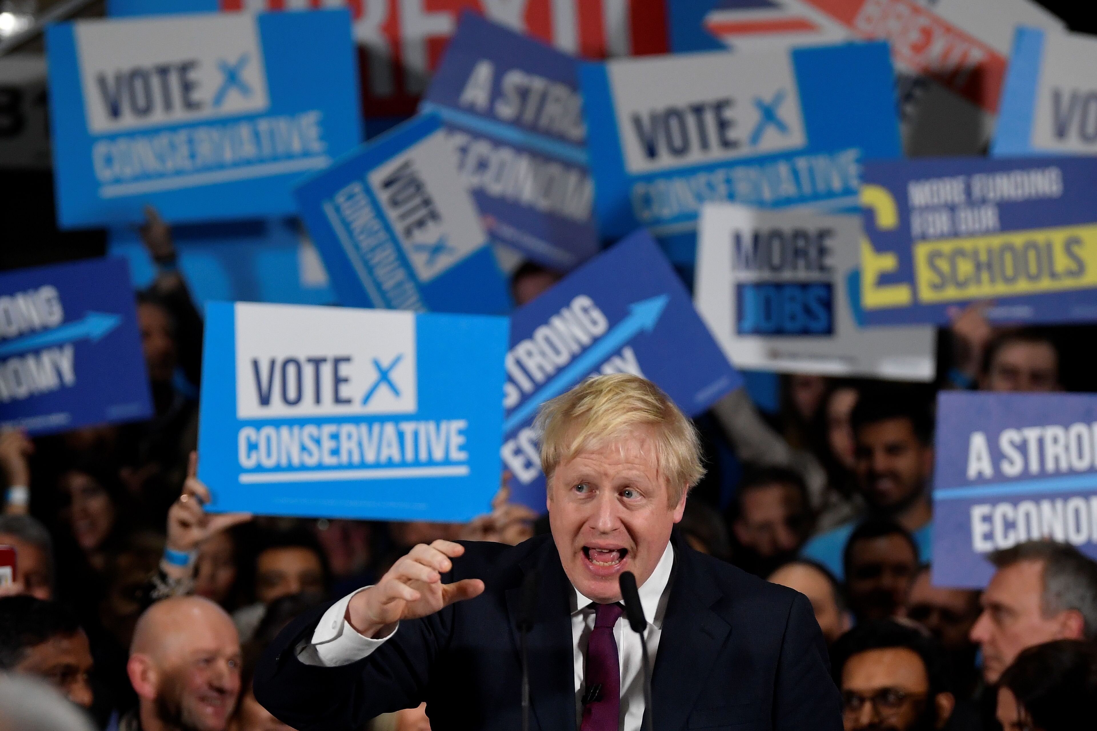 Boris Johnson, durante un mitin electoral