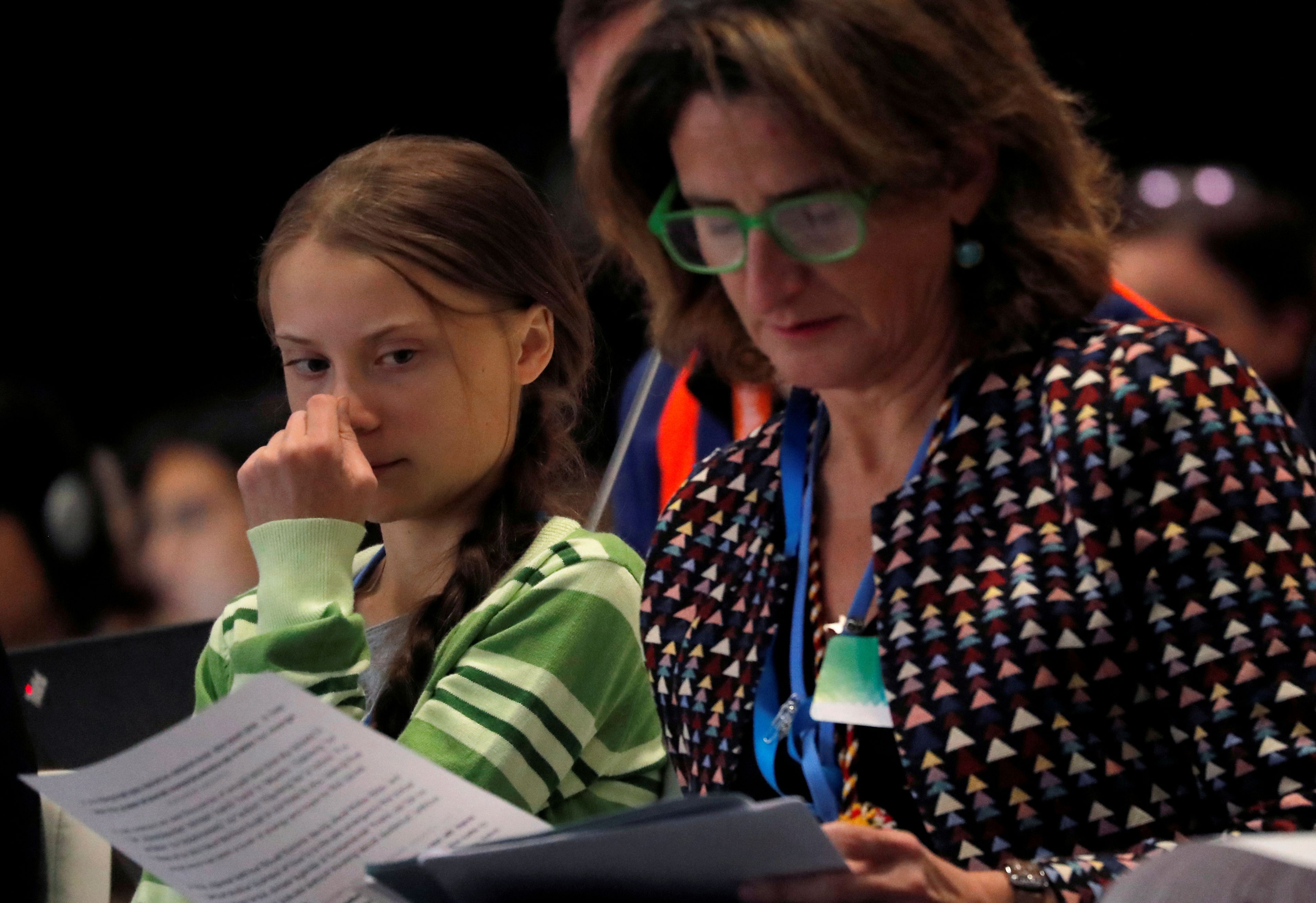 Greta Thunberg en la COP25 de Madrid junto con la ministra de Transición Ecológica, Teresa Ribera.