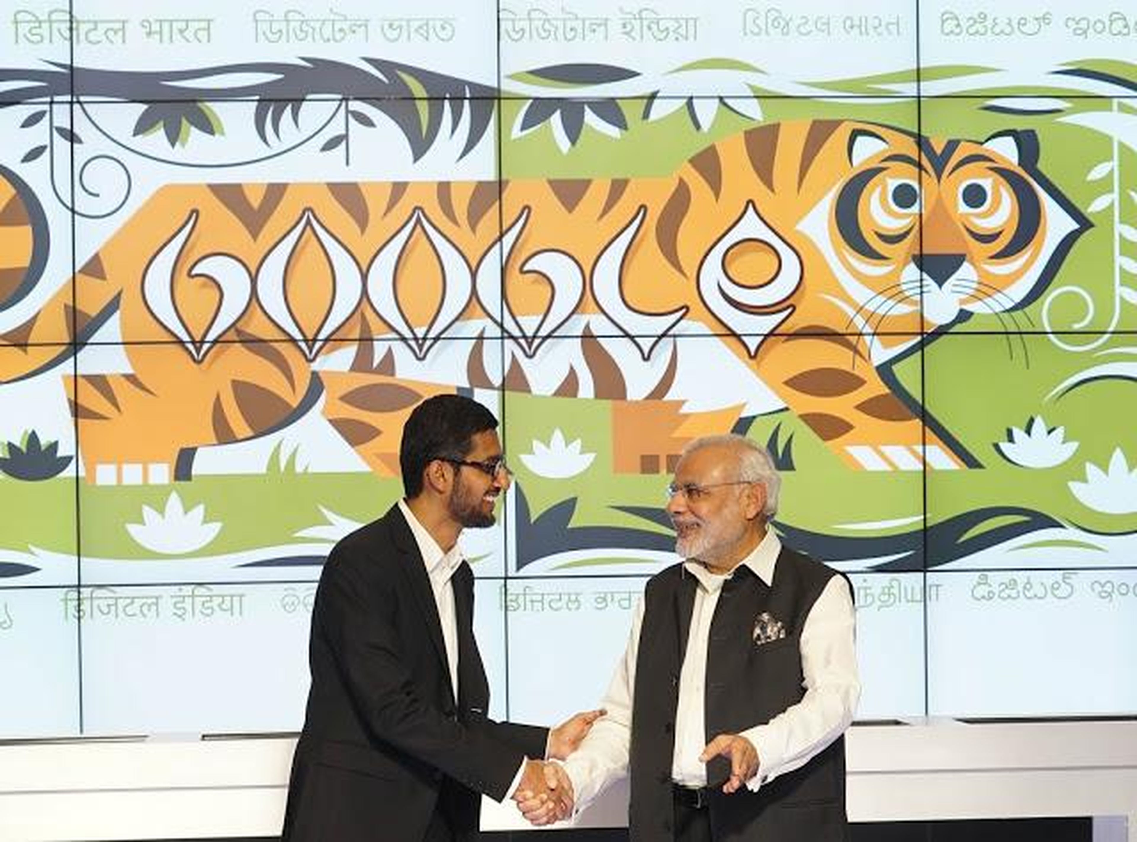 El CEO de Google, Sundar Pichai, reunido con el primer ministro indio, Narendra Modi.