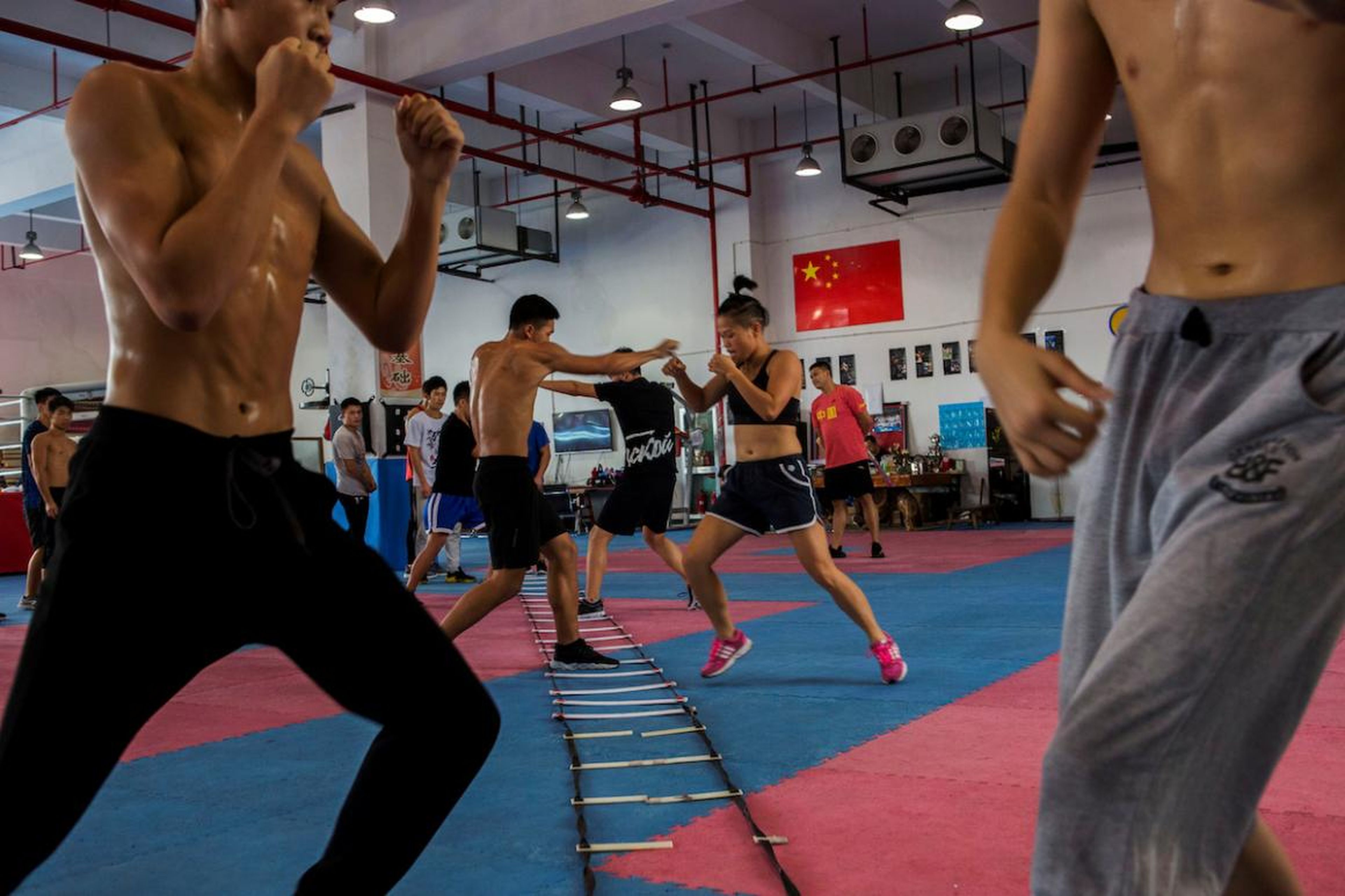 Huang Wensi in action during her final training session in Ningbo, Zhejiang province, China, in September, ahead of the Asia Female Continental Super Flyweight Championship match in Taiwan. Huang is one of a small but growing