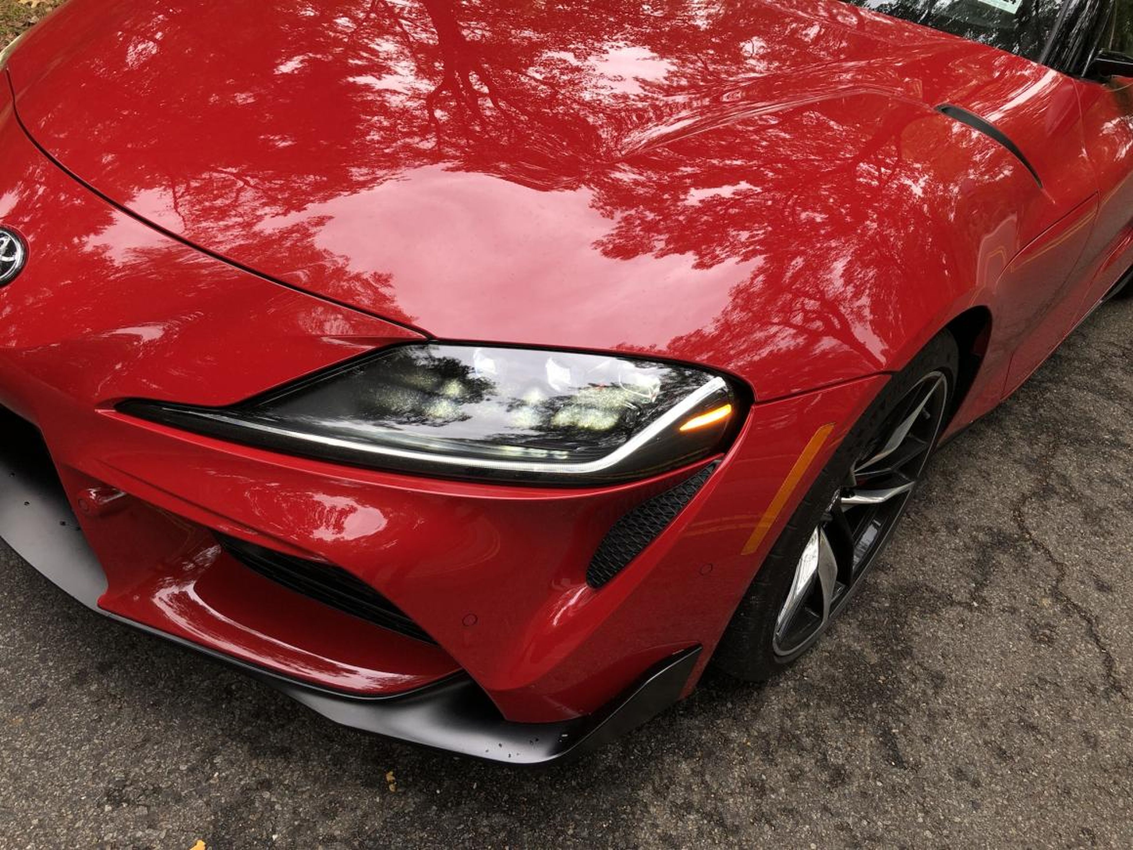 I guess what I dislike is the foldy-swoopy-curvy mashup. That said, designer Nobuo Nakamura clearly executed an overall vision with the Supra. Those are eight-lens auto-leveling LED headlights, by the way.