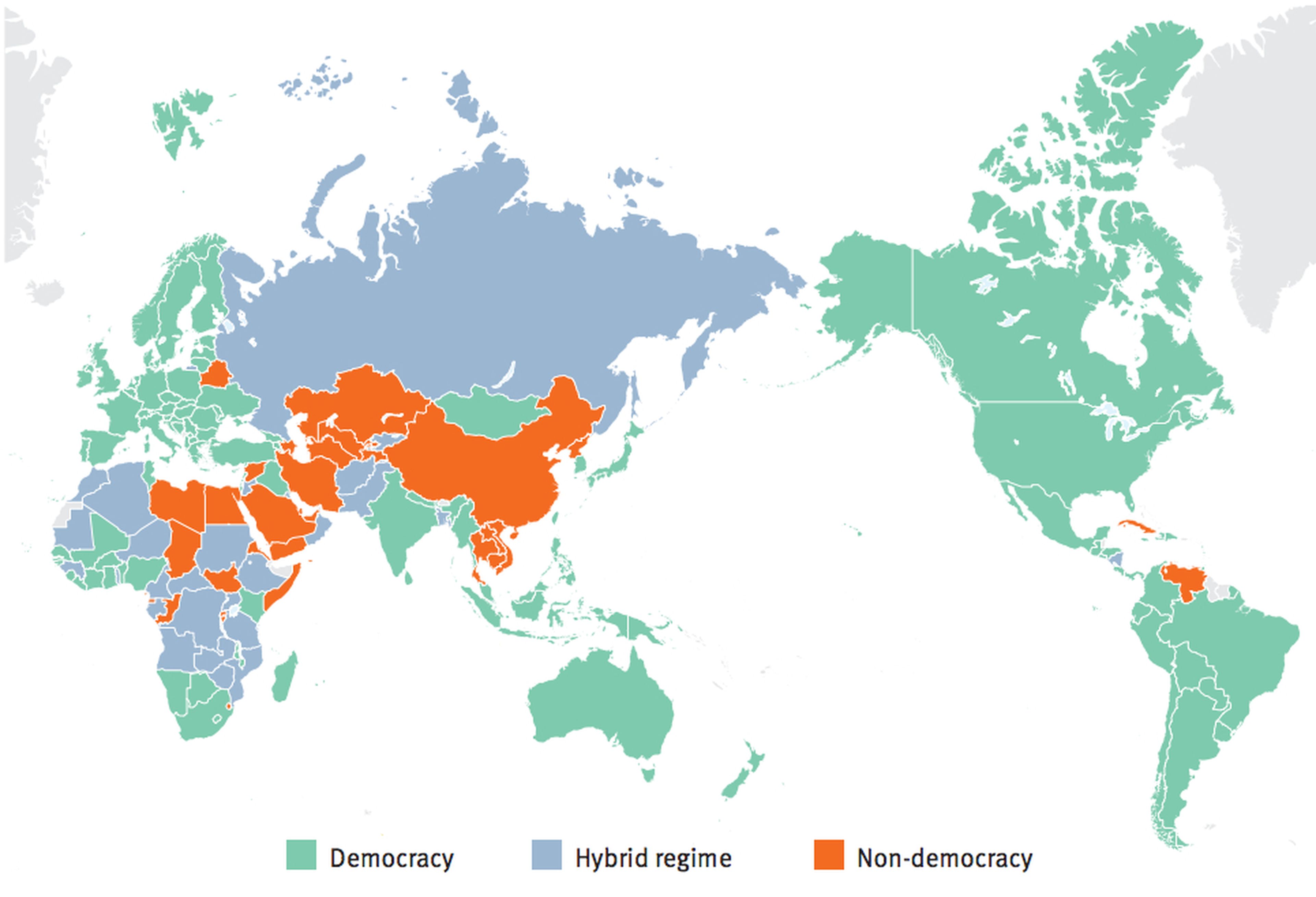 Mapa de tipos de gobierno en el mundo, según IDEA