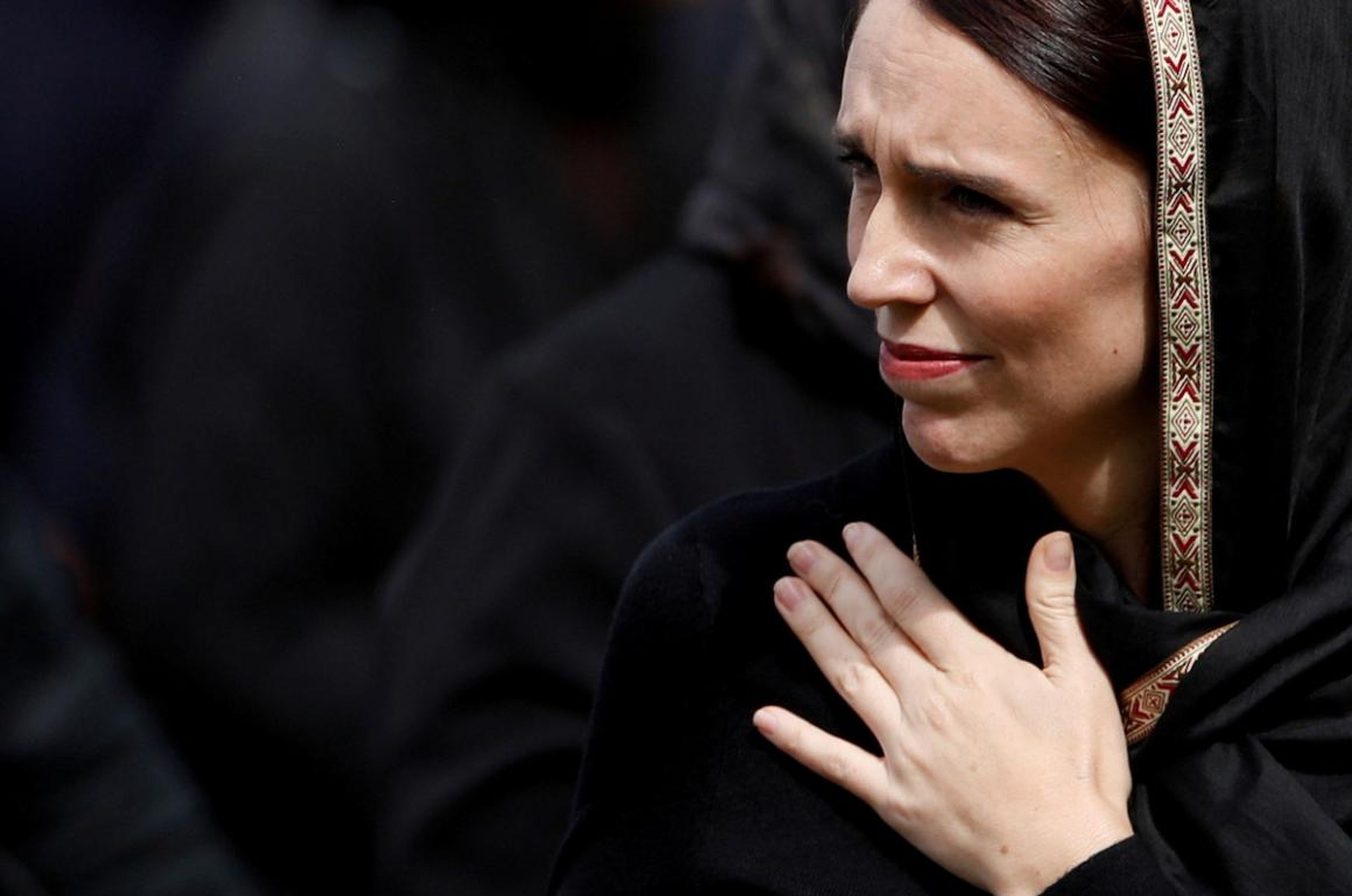 New Zealand's Prime Minister Jacinda Ardern leaves after the Friday prayers at Hagley Park outside Al-Noor mosque in Christchurch, New Zealand, on March 22. The mosque was one of two in Christchurch attacked by a lone suspected