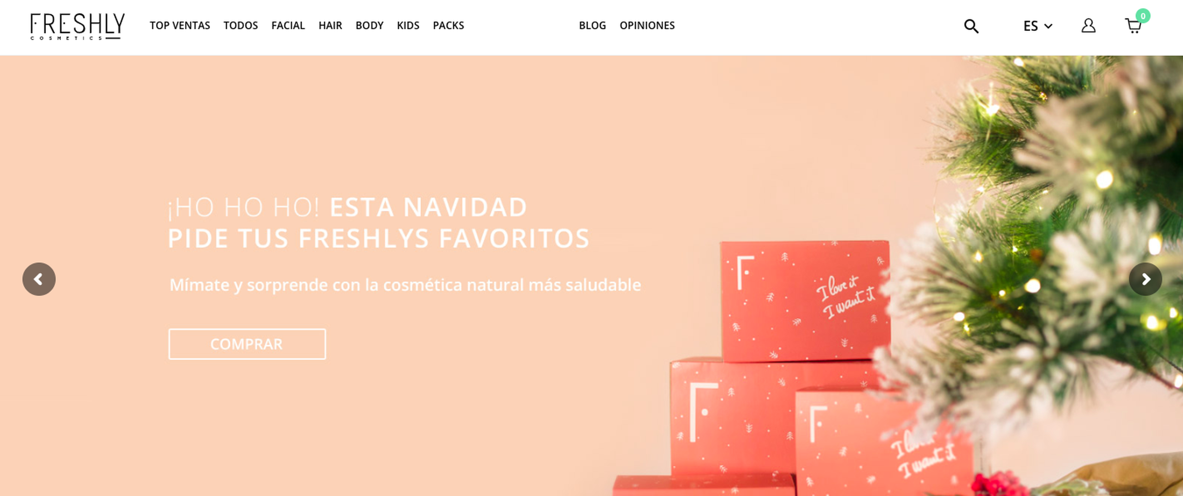Página web de Freshly Cosmetics.